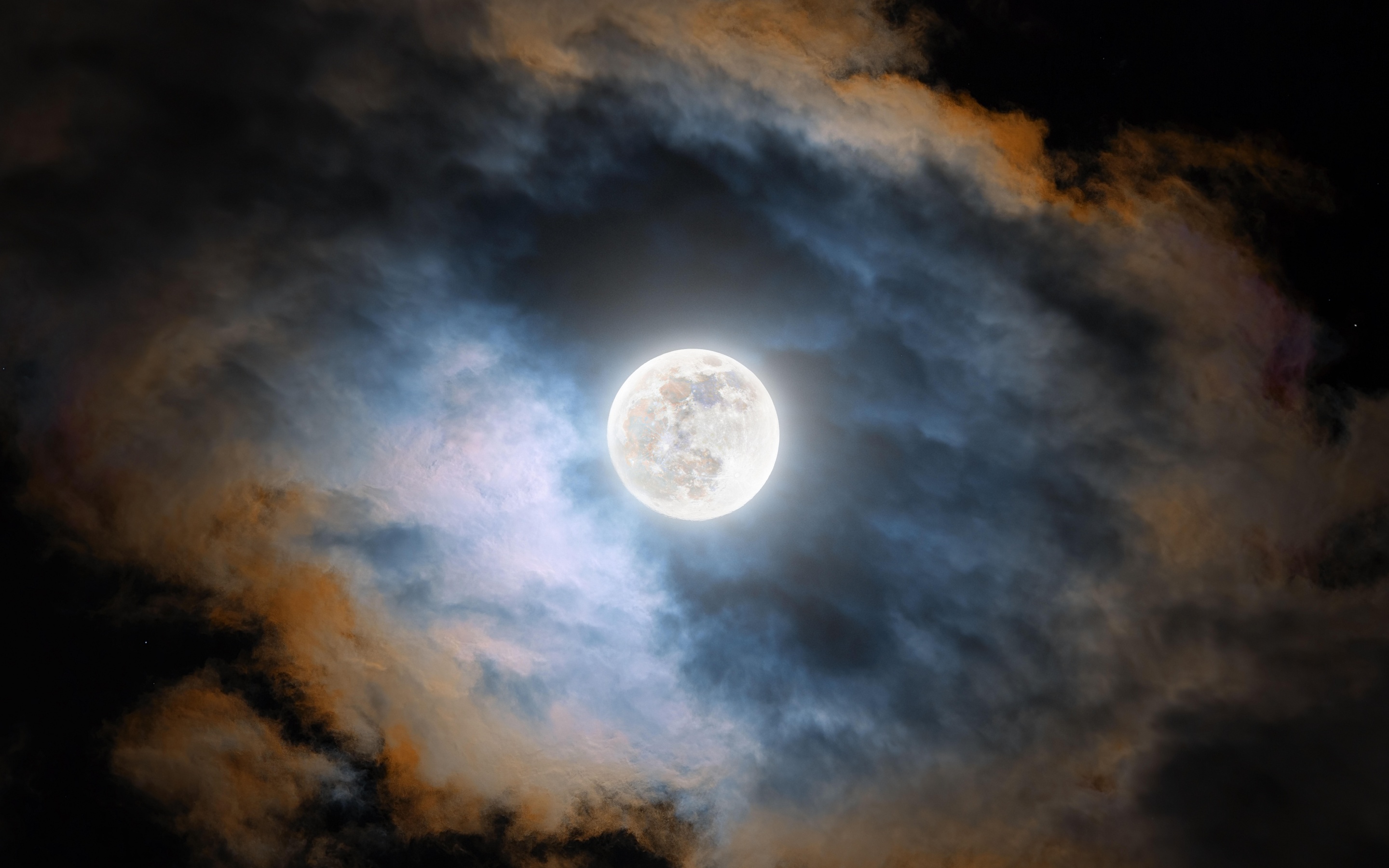 Cold Moon Wallpaper 4K, Night, Clouds, Dark, Space, #6208