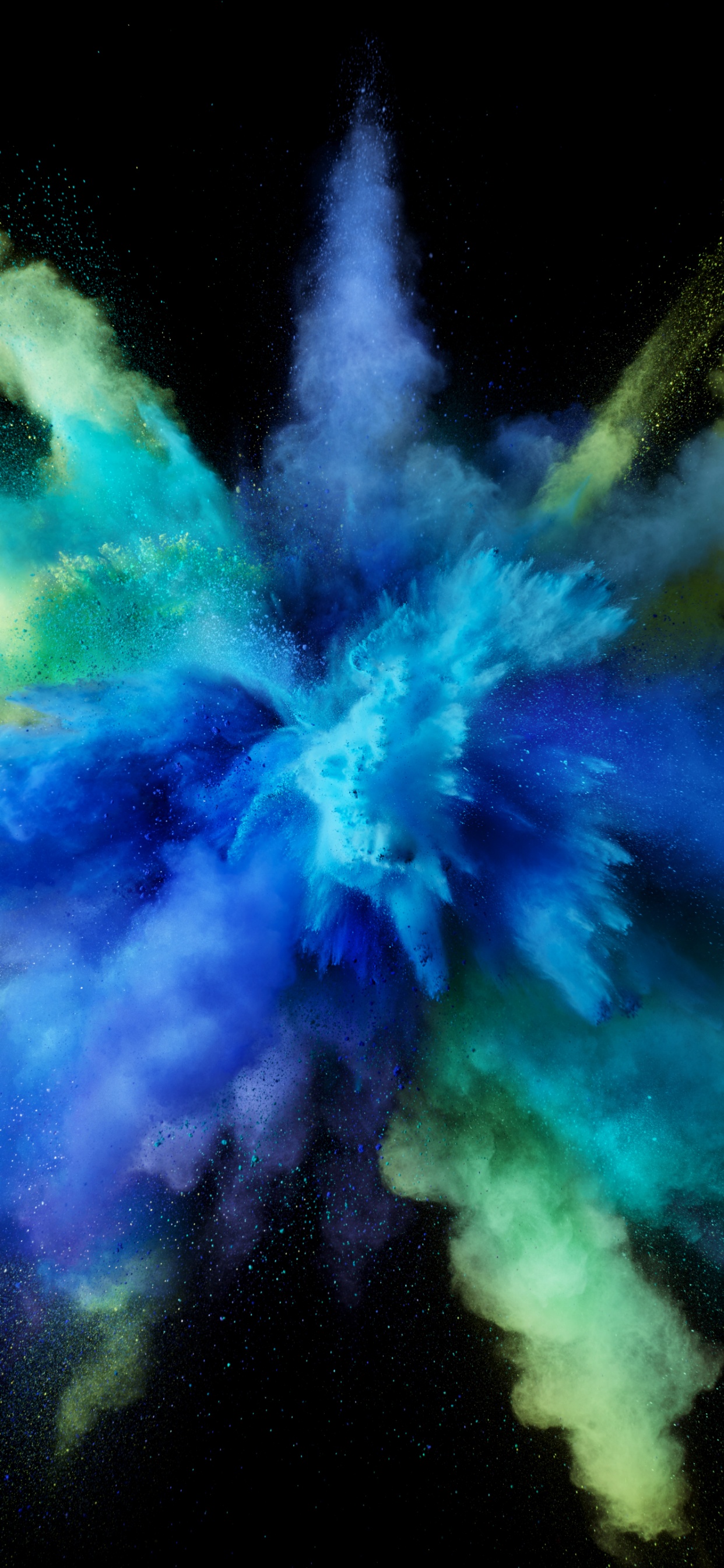 Color burst Wallpaper 4K, Splash, Blue, Black background, macOS Sierra