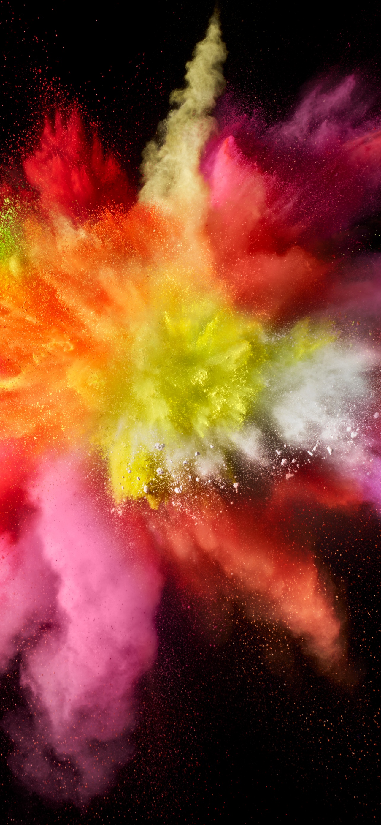 Color burst Wallpaper 4K, Splash, Colorful, Black background, macOS