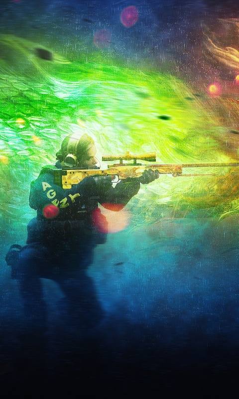 Download Colorful Rifle CS GO iPhone Wallpaper