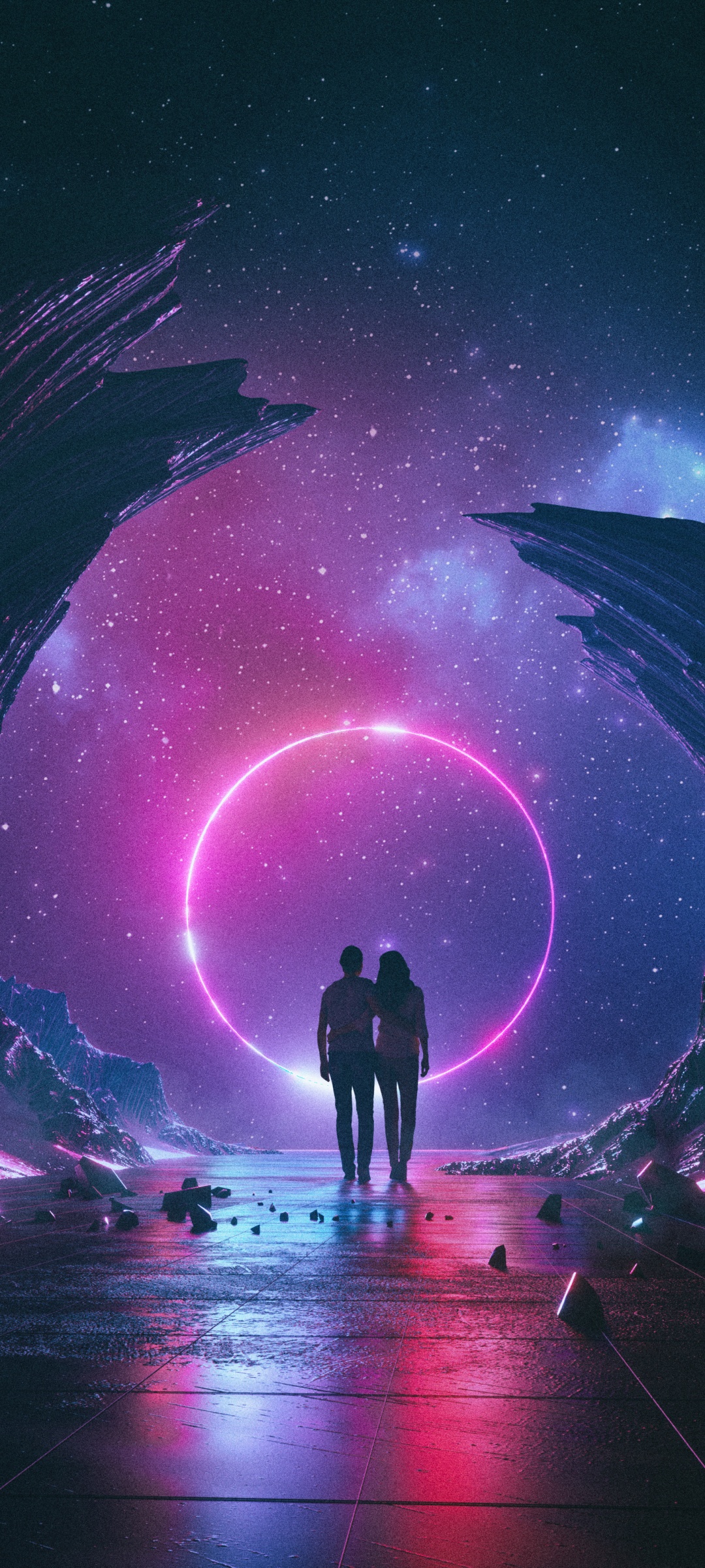 Couple Wallpaper 4K, Dream, Neon, Starry sky, Love, #483