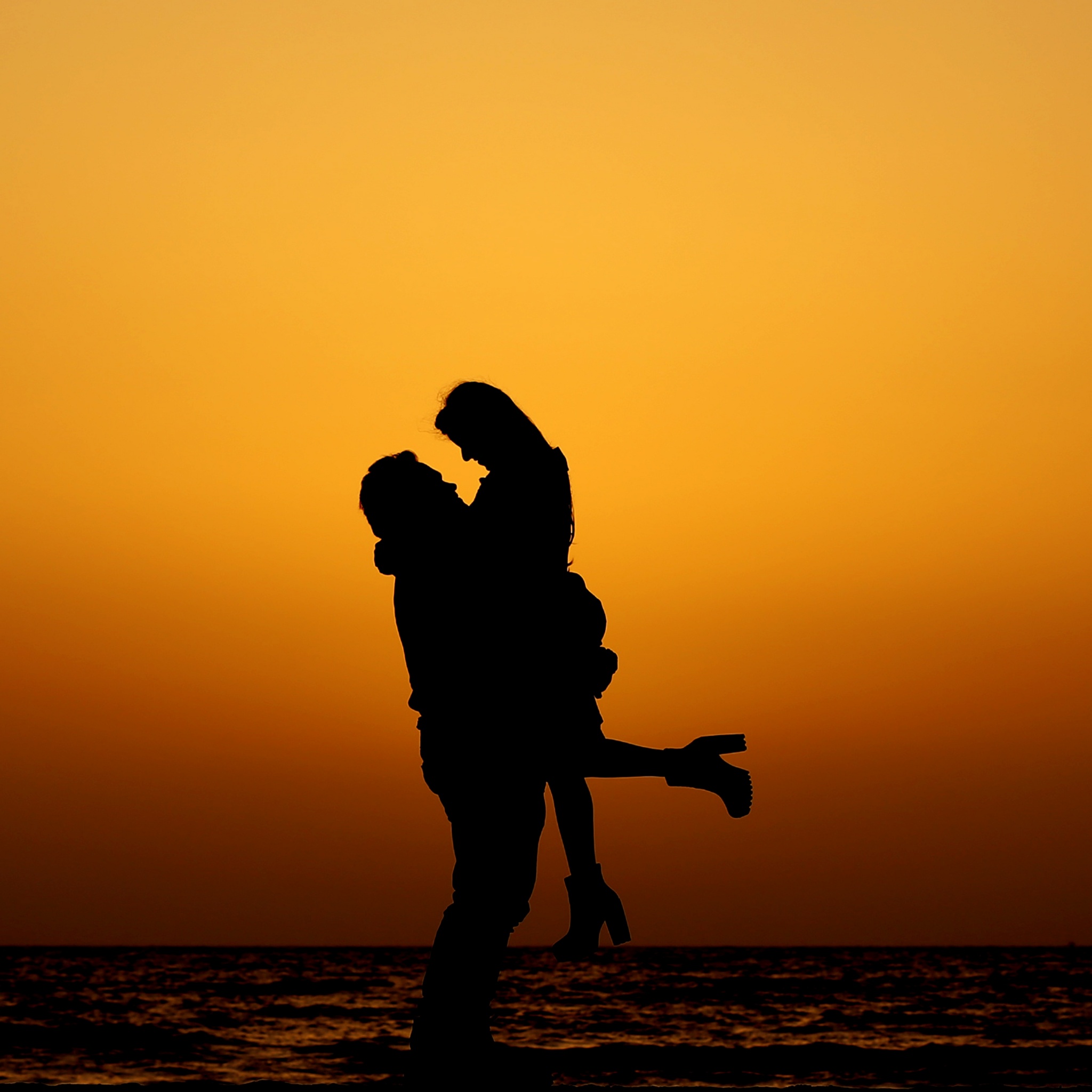 Couple Wallpaper 4K, Silhouette, Sunset, Love, #5246