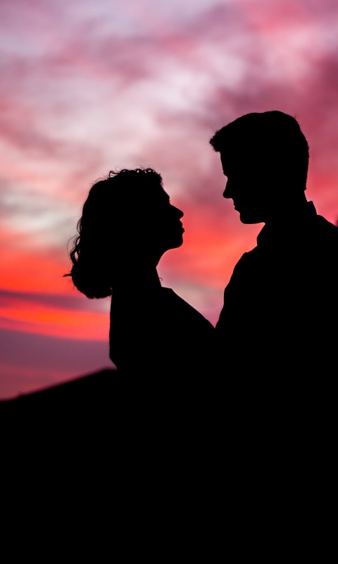 Romantic Wallpaper 4K, Couple, Silhouette, Sunset, Man