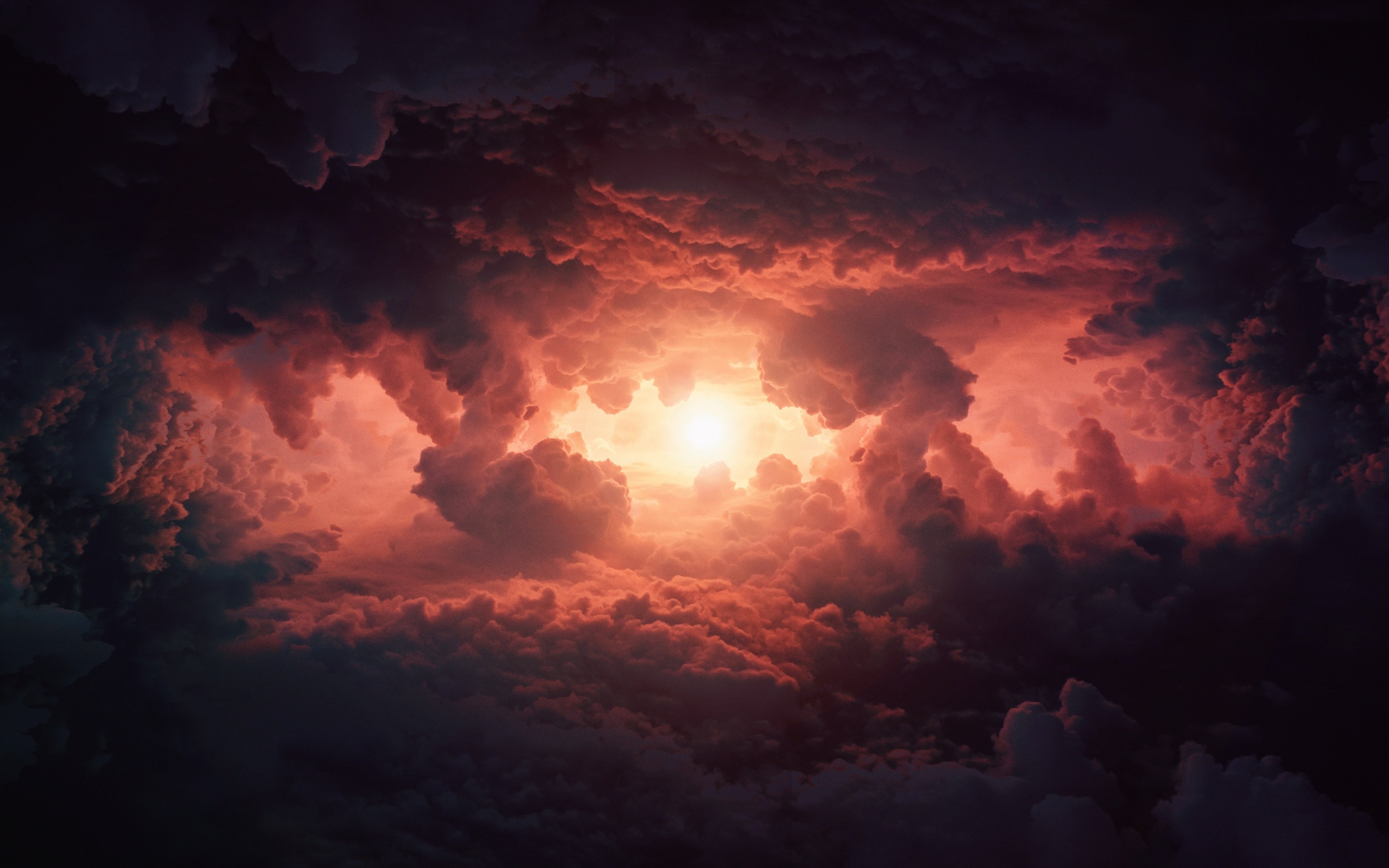 Cumulus clouds Wallpaper 4K Storm Dark clouds Sun light 3609