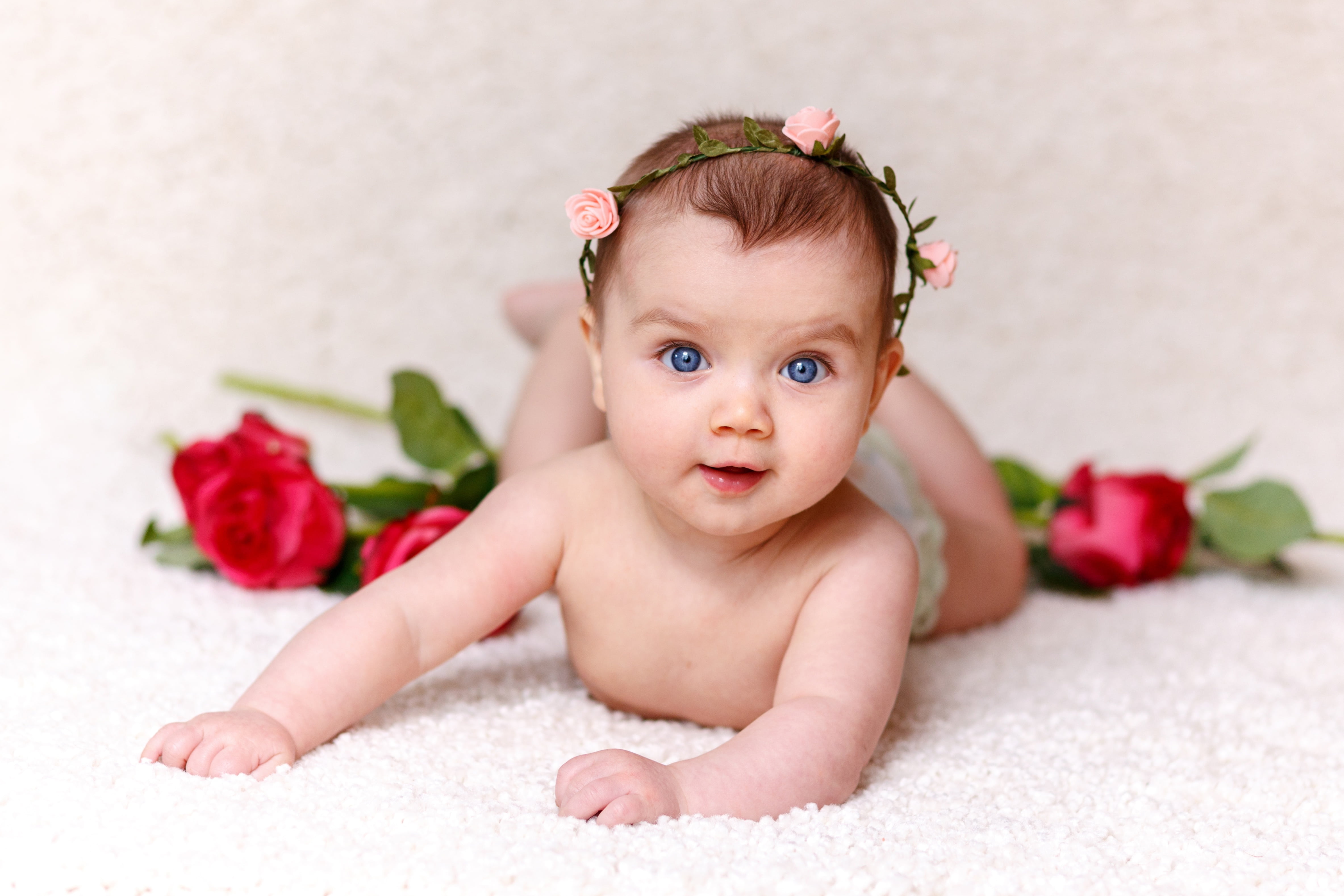 Cute Baby Wallpaper 4K, Rose flowers