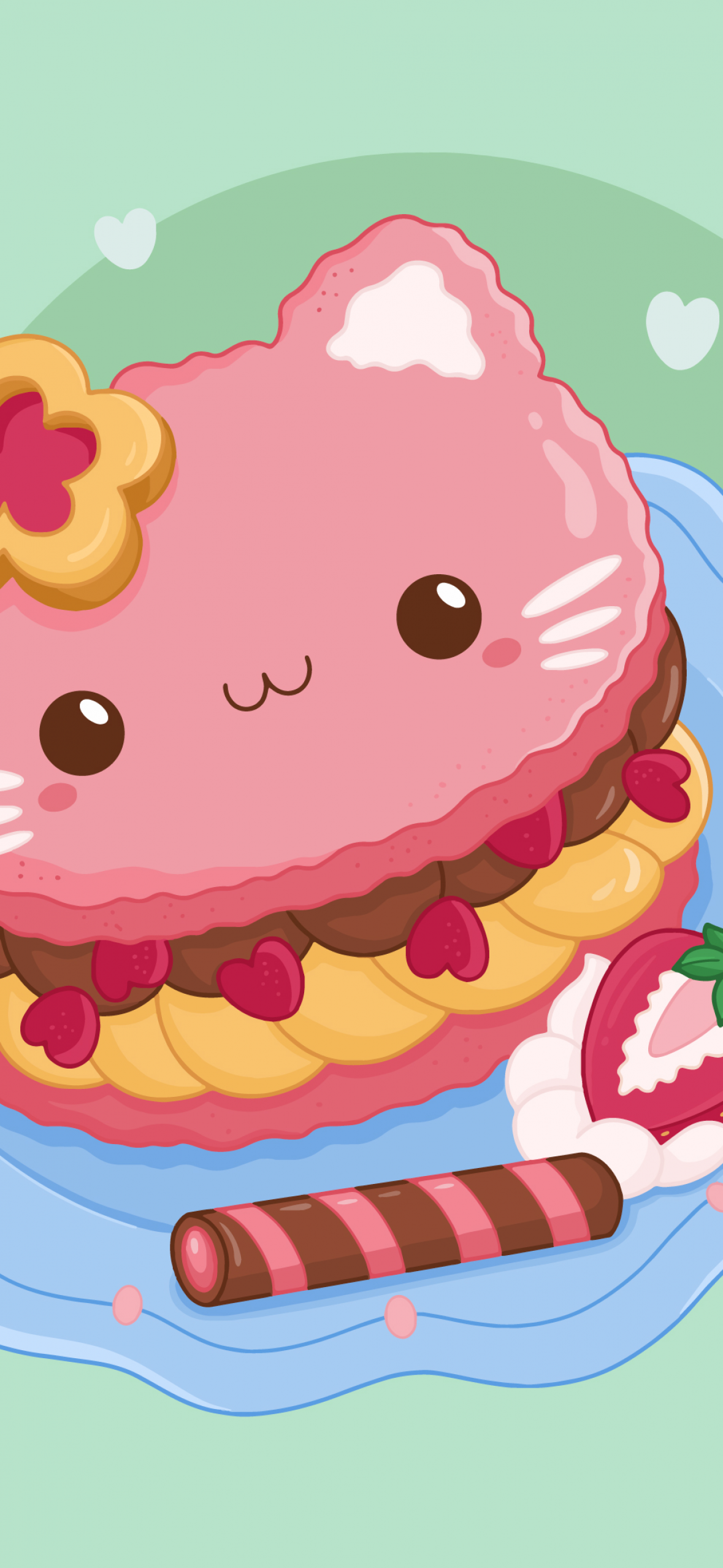 Cute food Wallpaper 4K, Kawaii food, Kawaii cupcake, #10106