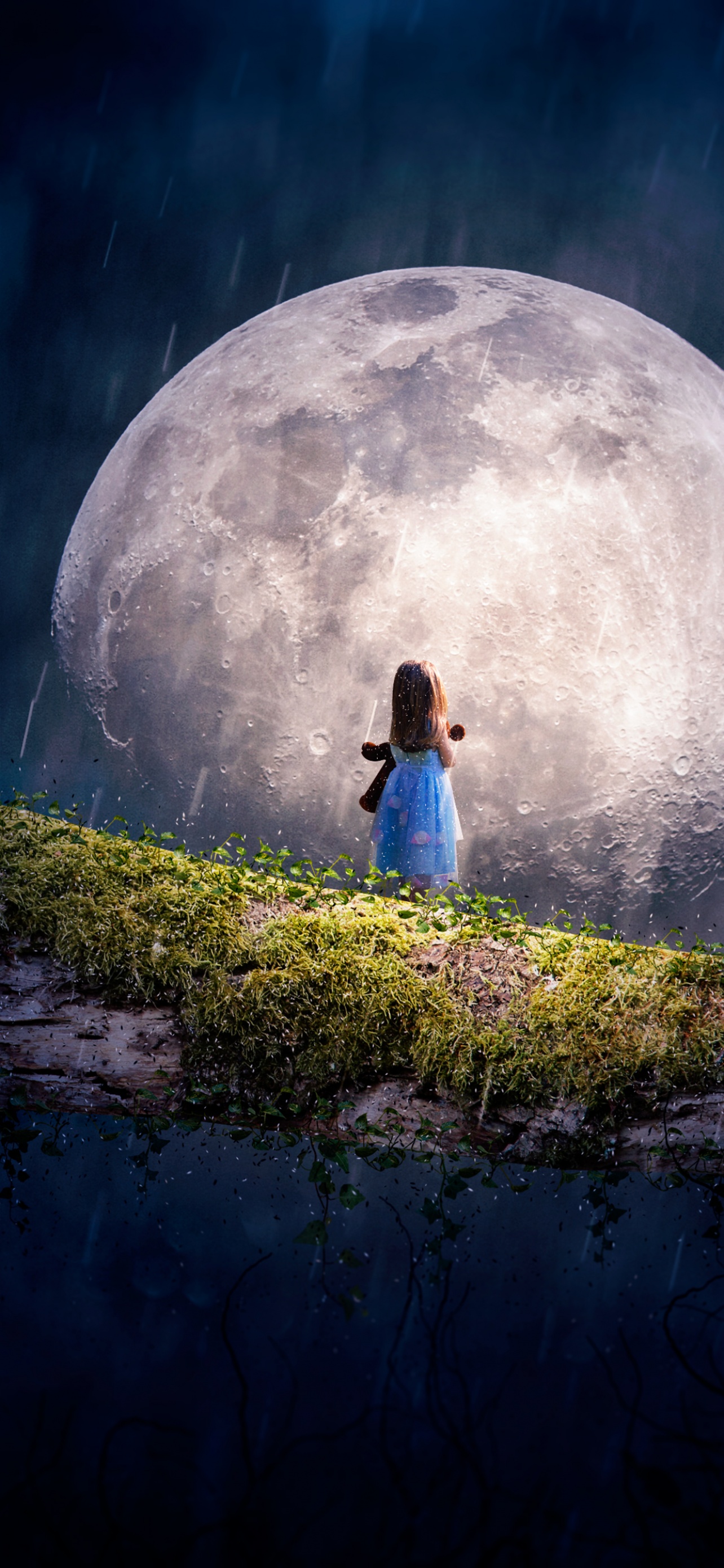 Cute Girl Wallpaper 4k Adorable Moon Surreal Alone Fantasy 1051