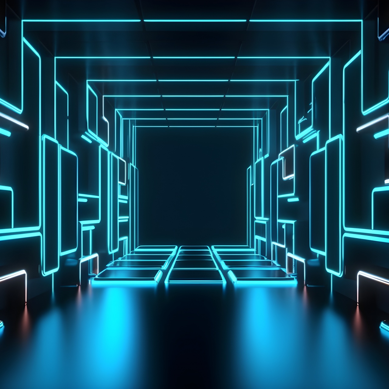 Cyan Wallpaper 4K, Neon Lights, Geometric