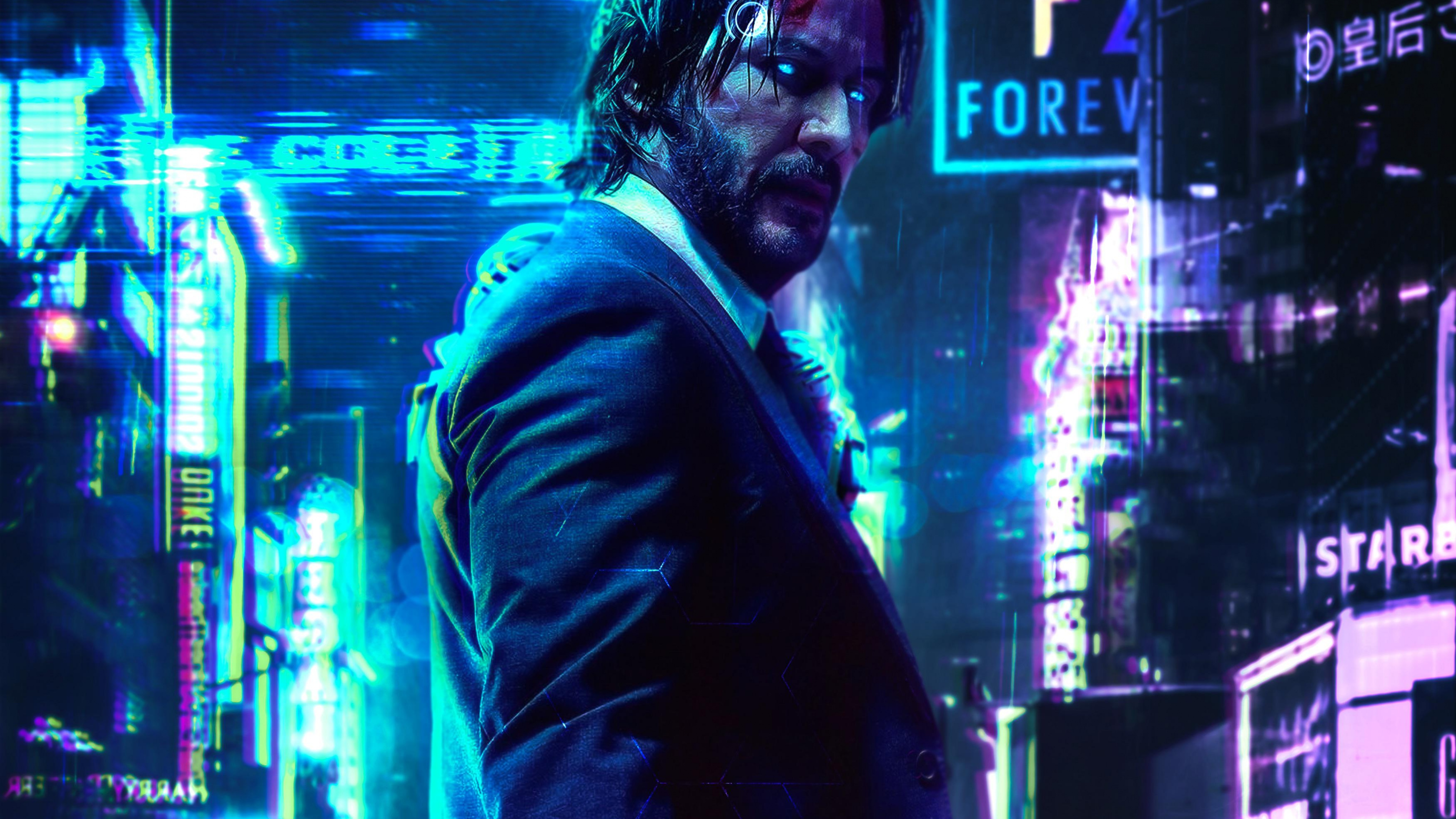 Cyberpunk 2077 Wallpaper 4K, John Wick, Keanu Reeves, Graphics CGI, #1005