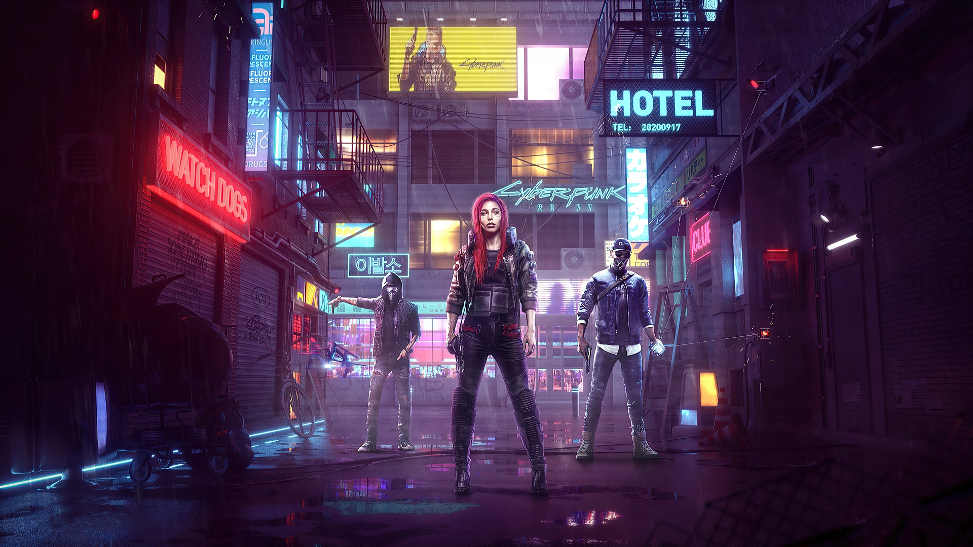 Cyberpunk 77 4k Wallpaper Watch Dogs Crossover Aiden Pearce Marcus Holloway Female V Games 1763