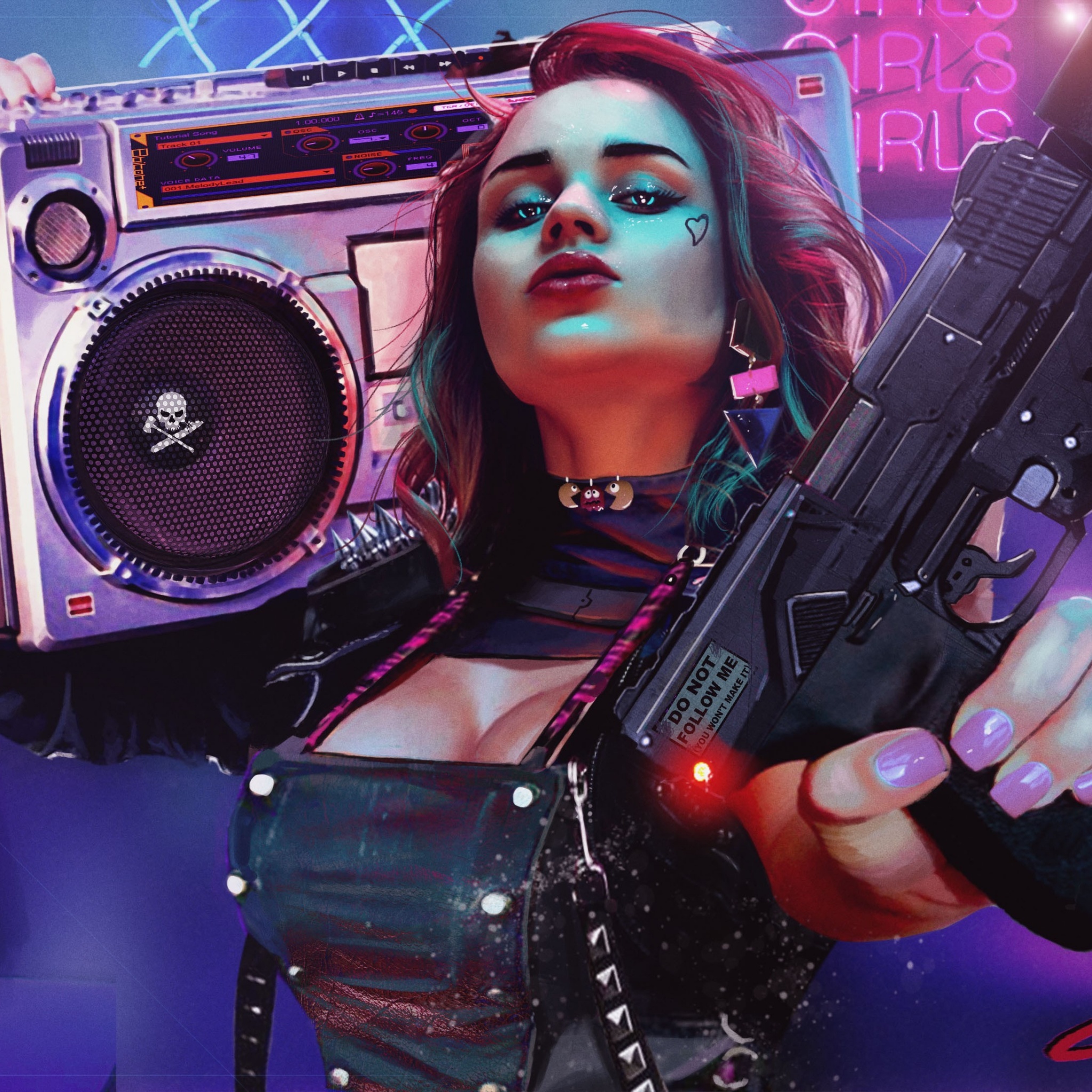 Cyberpunk girl 4K Wallpaper, 2020 Games, Cyberpunk 2077, Neon, Artwork