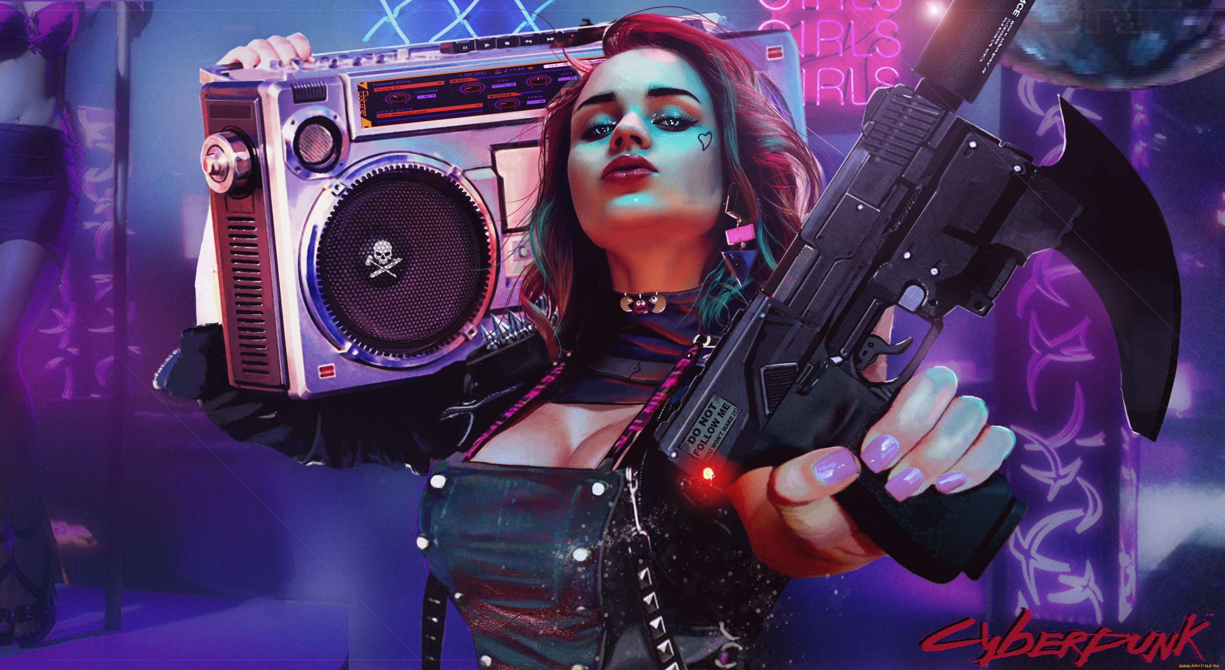 Cyberpunk girl 4K Wallpaper, 2020 Games, Cyberpunk 2077, Neon, Artwork