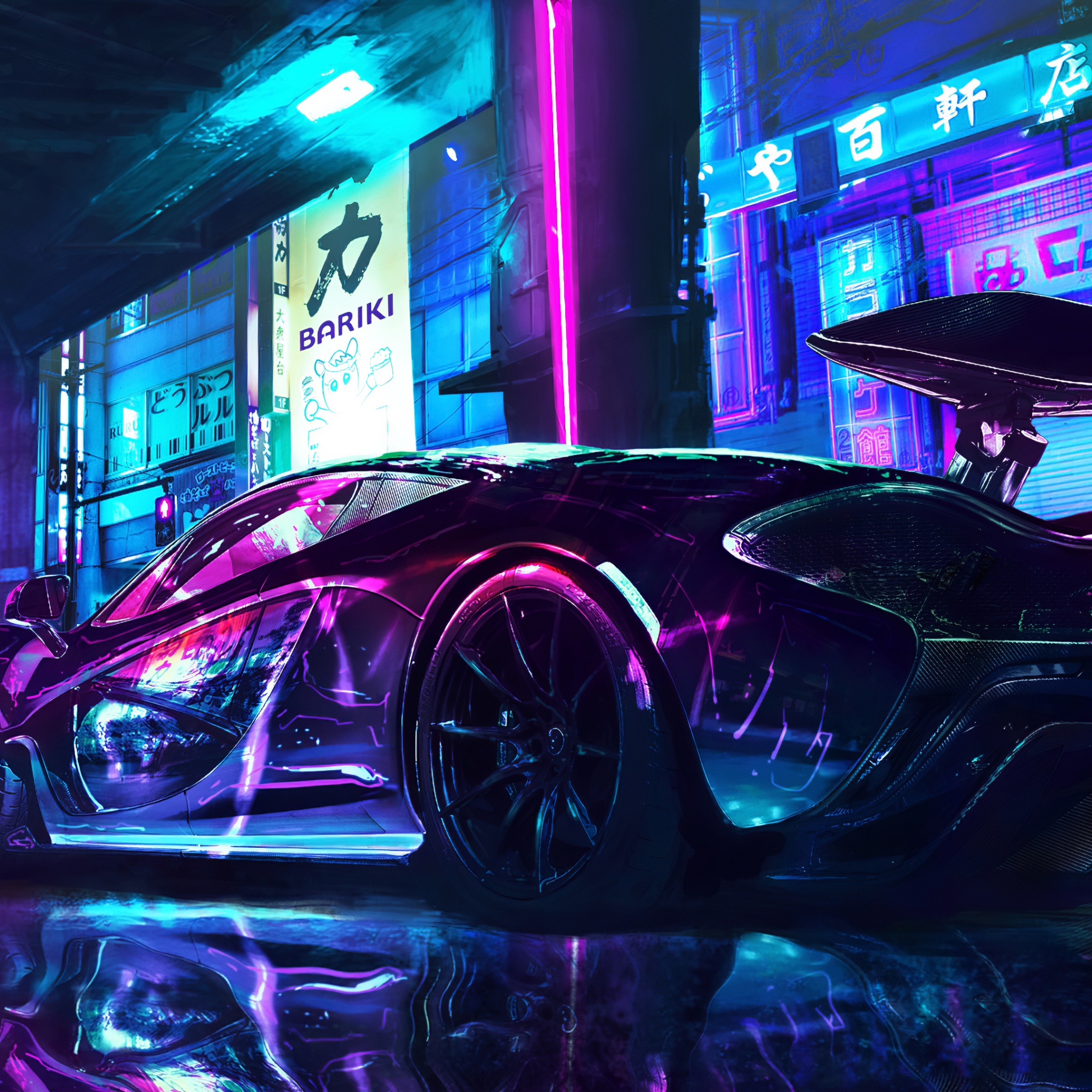 Cyberpunk 4K Wallpaper, McLaren, Supercars, Neon art, Cars, #1003