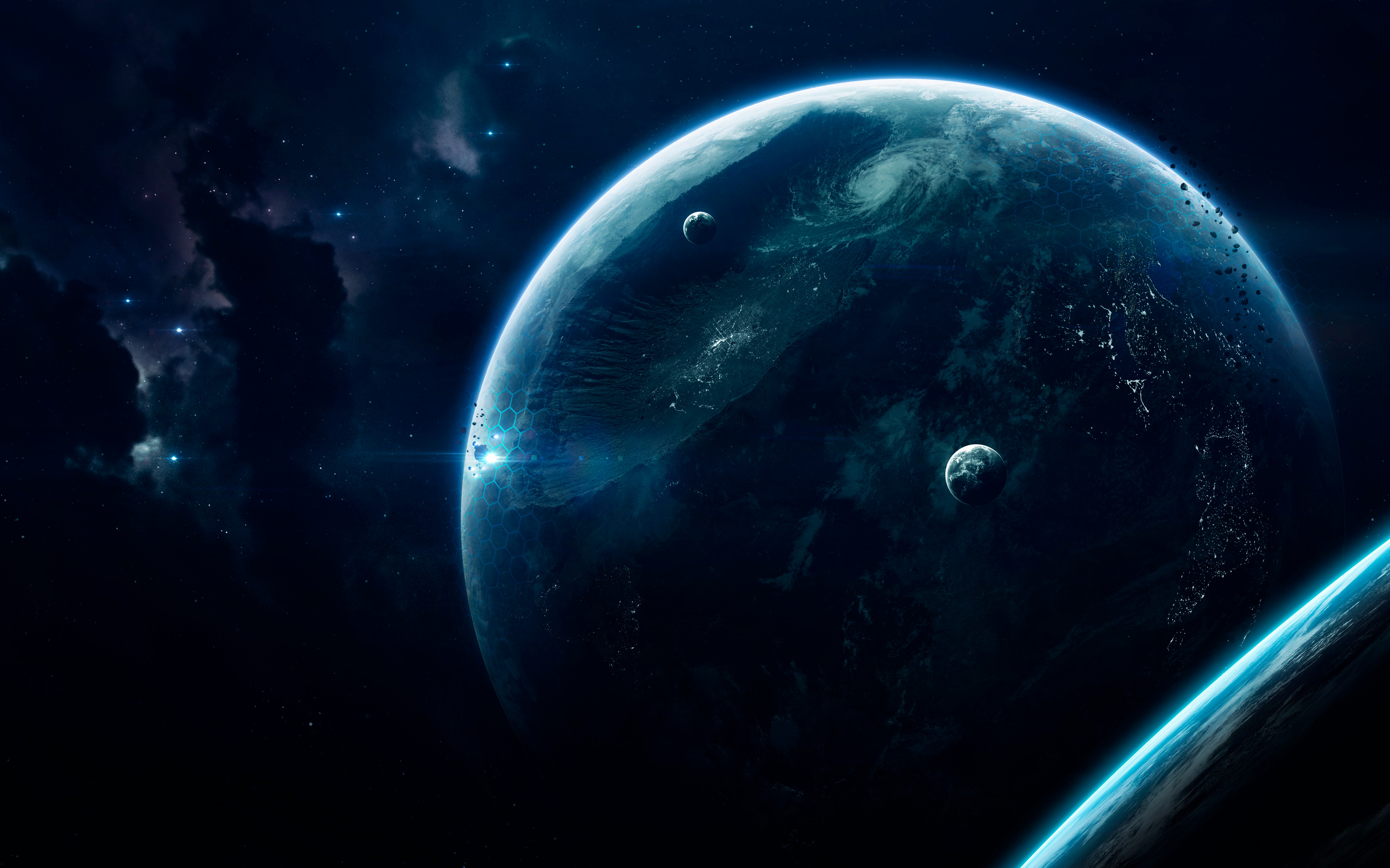 Deep space Wallpaper 4K, Earth, Crater, Universe