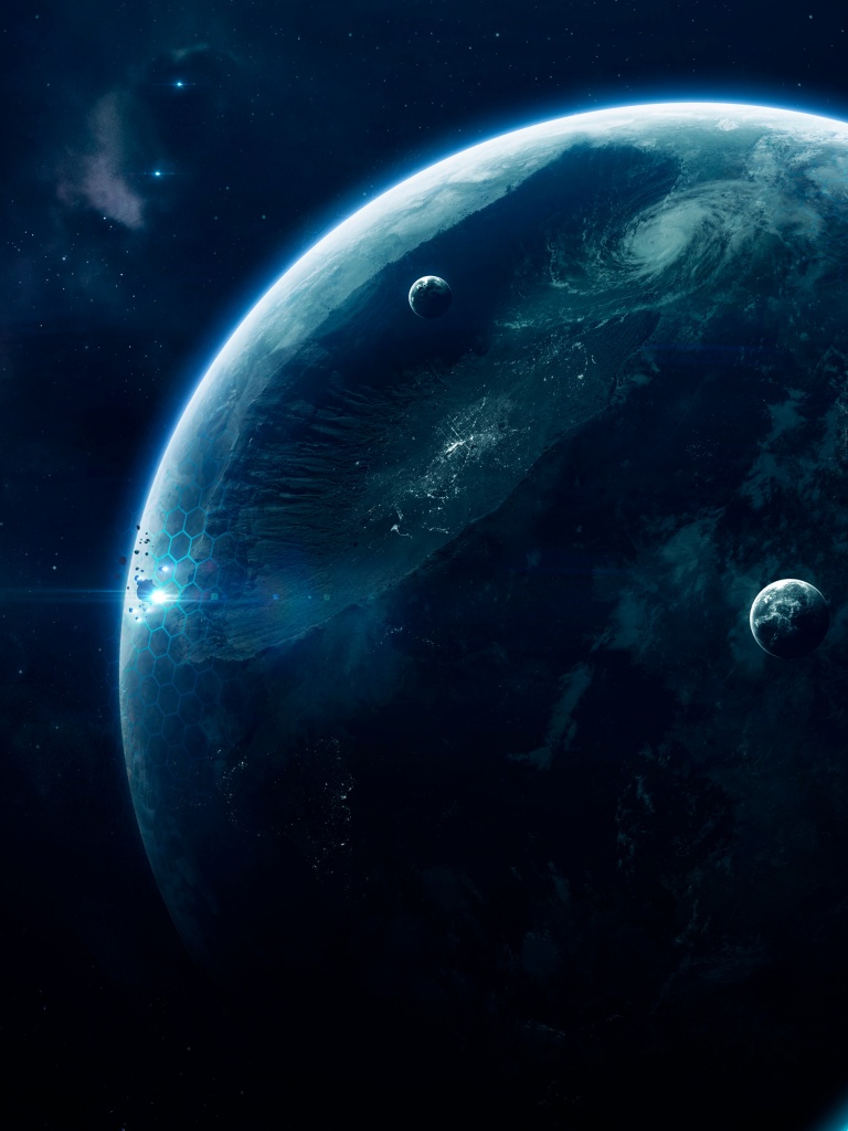 Deep space Wallpaper 4K, Planets, Crater, Universe