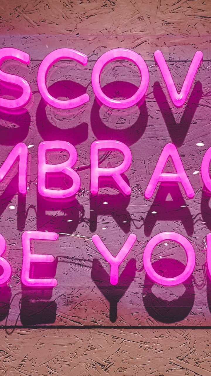Discover 4K Wallpaper, Embrace, Be You, Pink, Neon, Inspirational