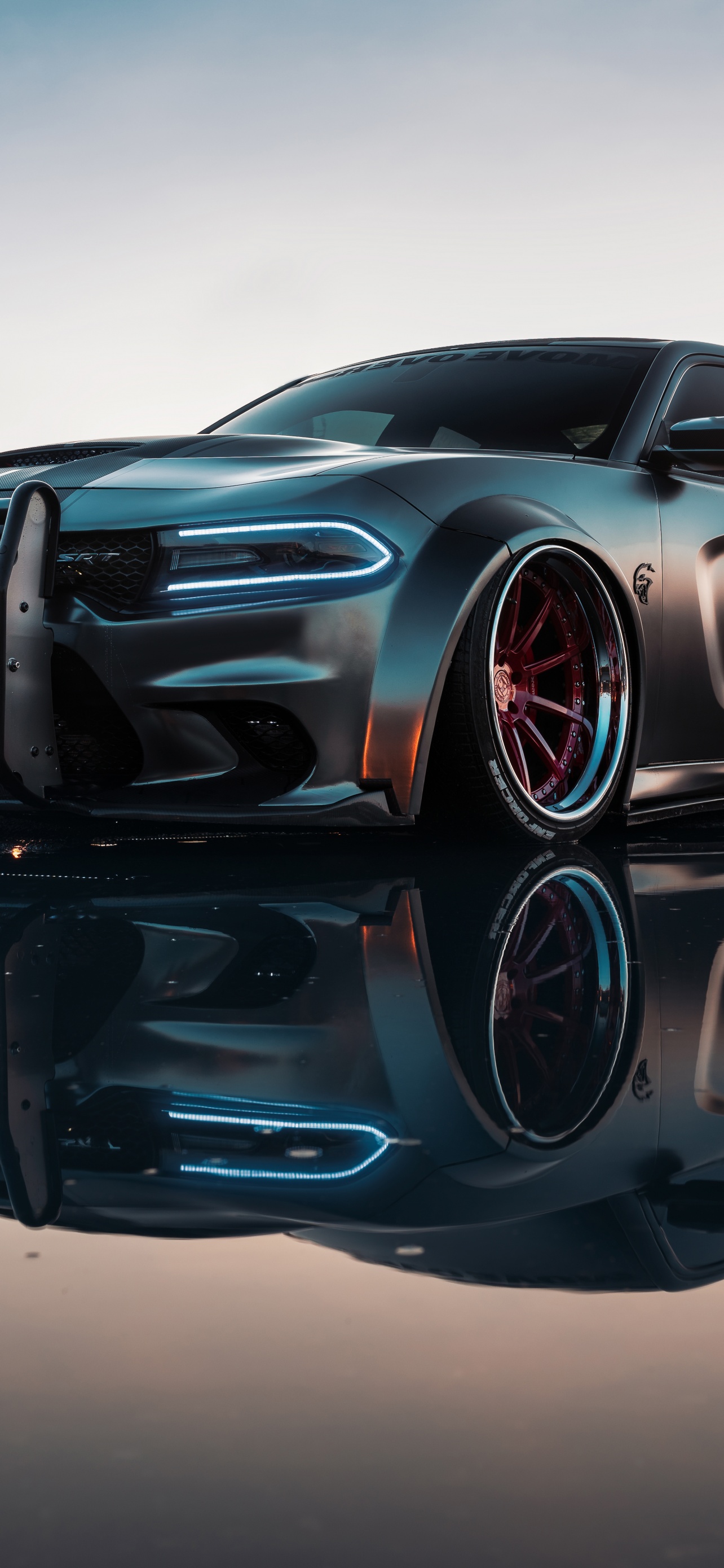 Download wallpaper 1350x2400 dodge charger car rear view black iphone  876s6 for parallax hd background