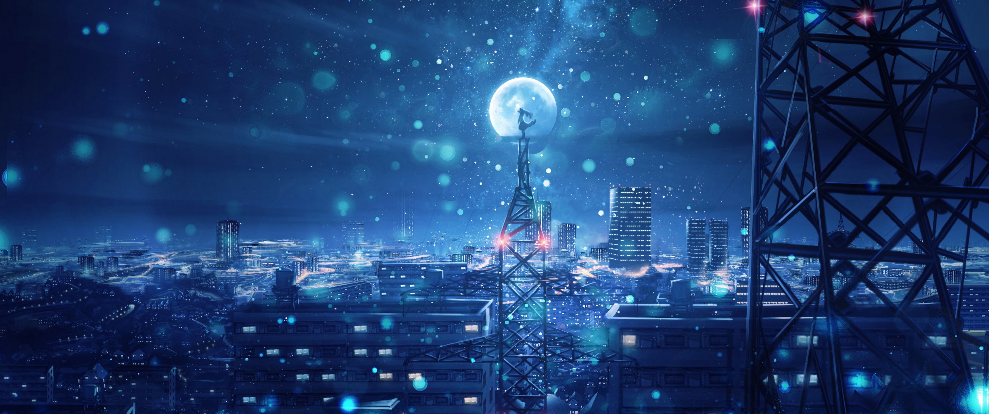 Download Night Time Aesthetic Anime Scenery Wallpaper