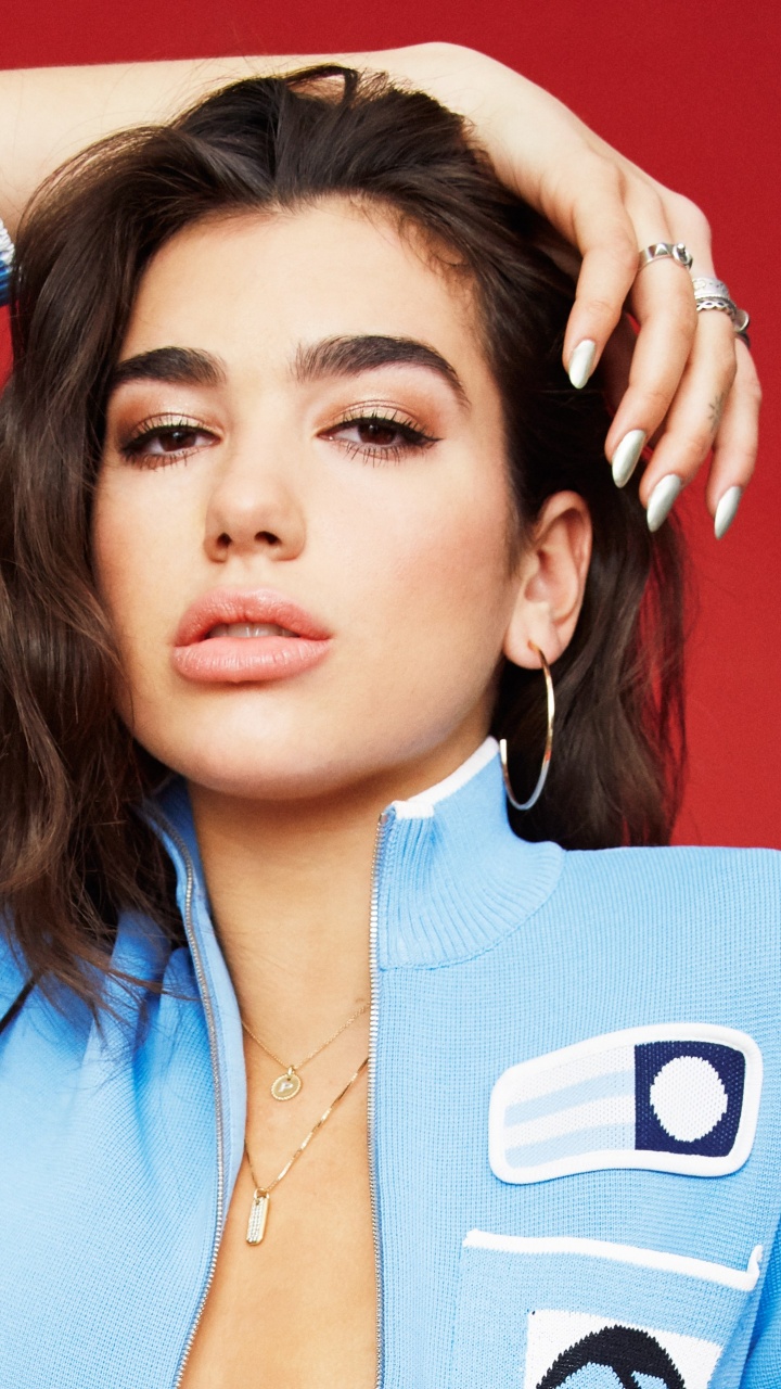 Dua Lipa Wallpaper 4K, Red background