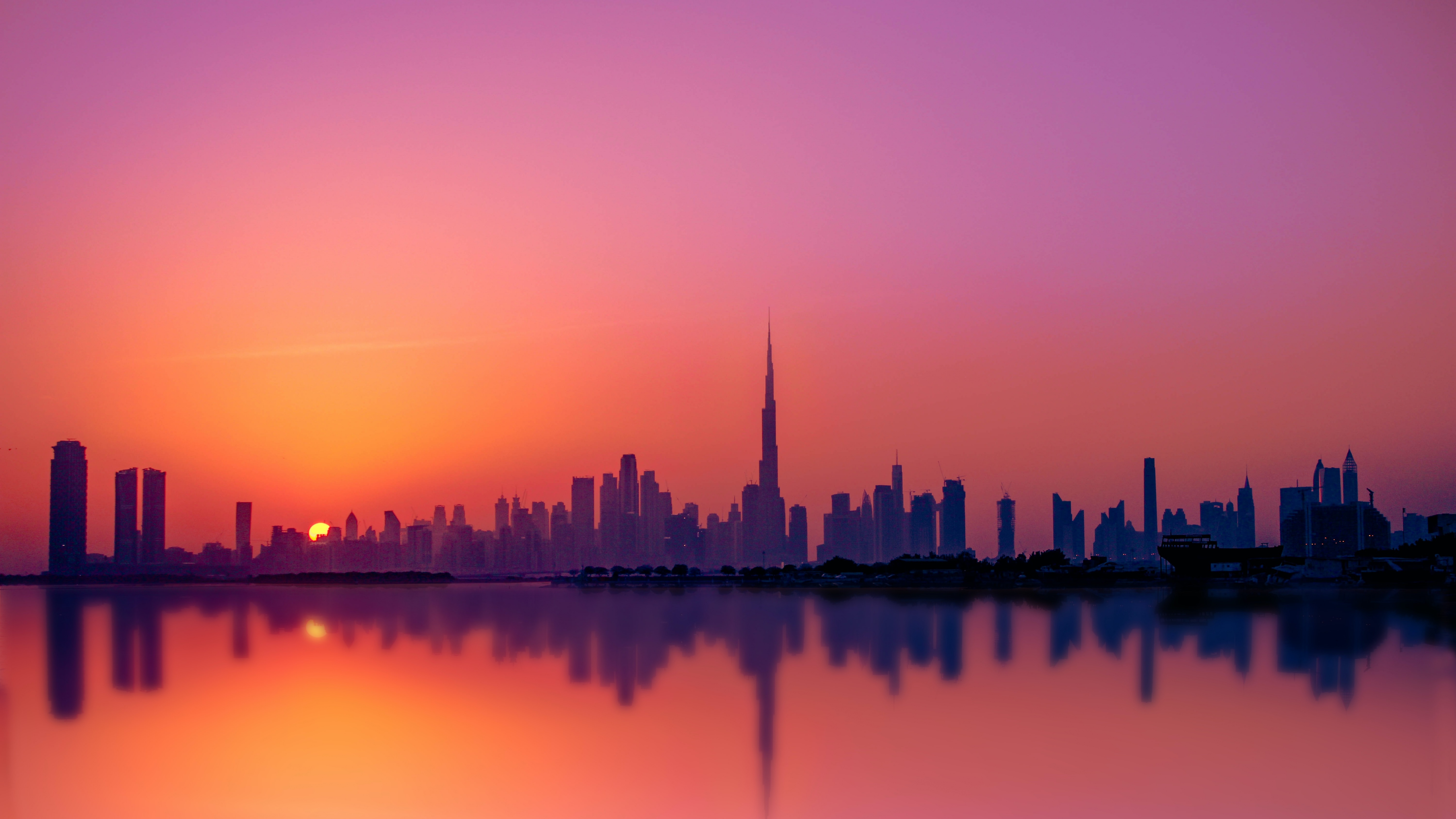 Dubai City Wallpaper 4K, Skyline, Silhouette, World, #4918