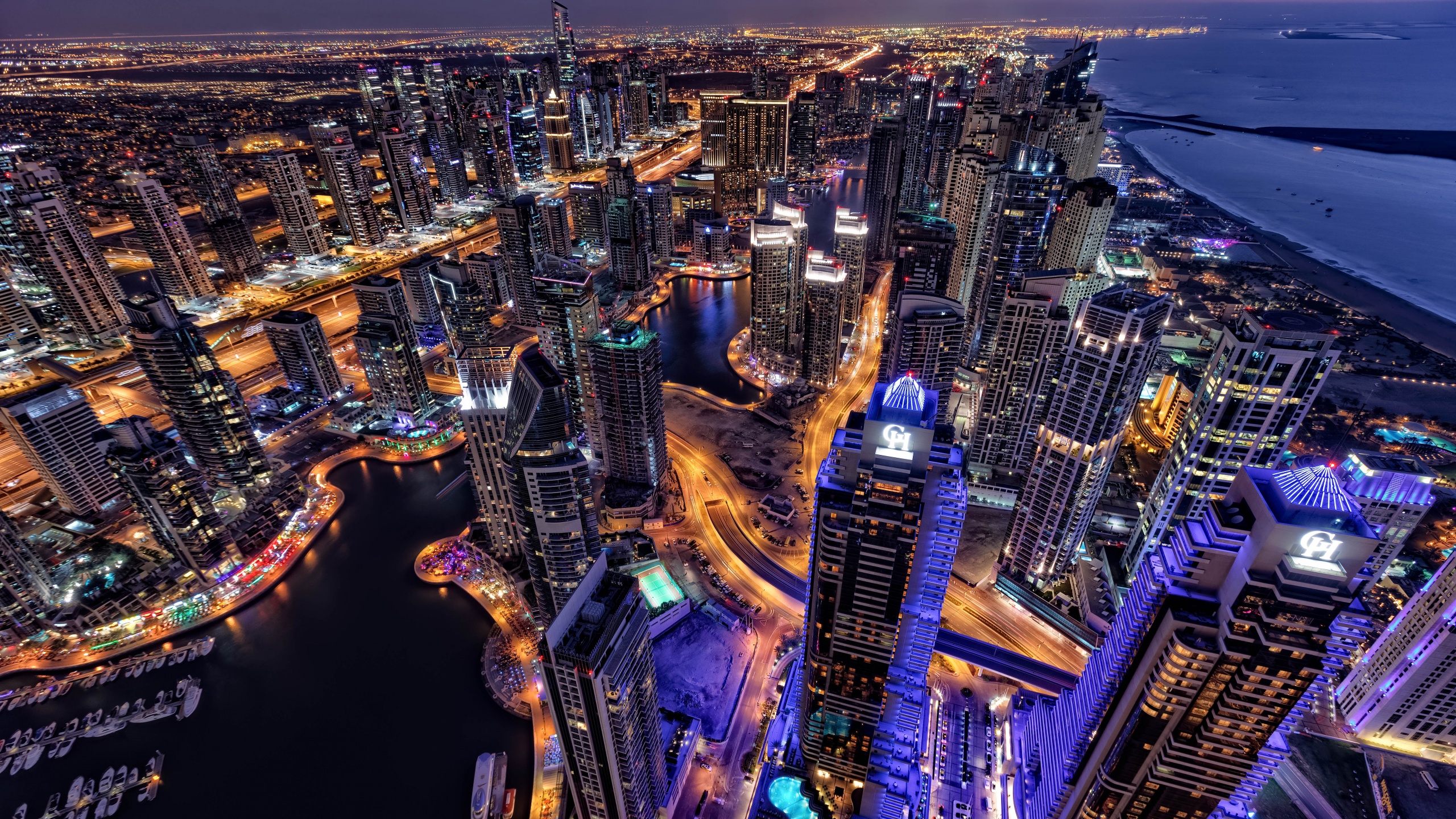 Dubai Wallpaper 4K, Cityscape, Skyline, Aerial view, Skyscrapers, World