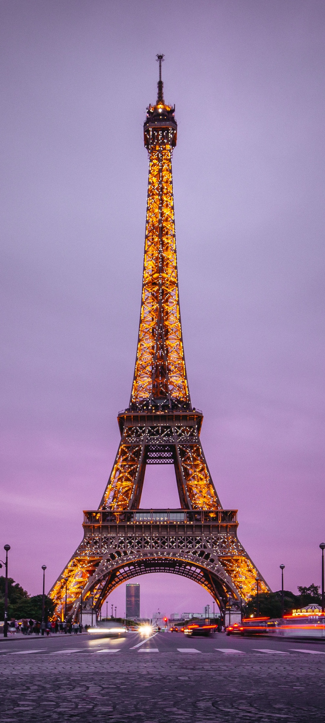 Eiffel Tower 4K Wallpaper, Paris, France, Evening, Purple