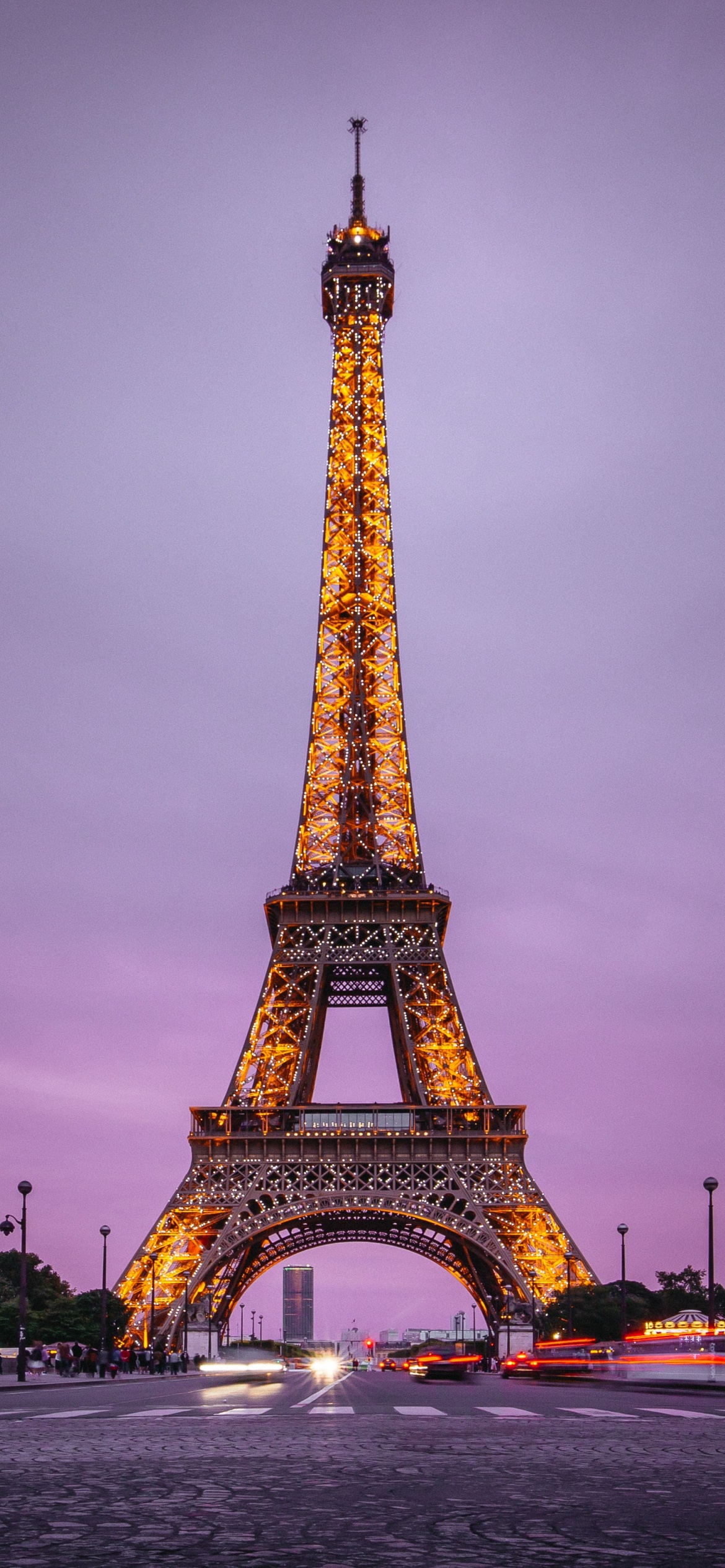 Eiffel Tower Wallpaper 4K, Paris, France, Evening, Purple sky, Lights