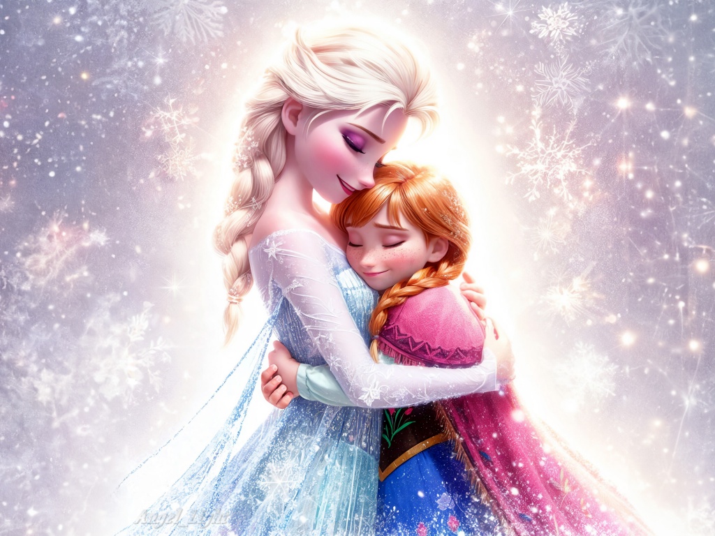 Elsa Wallpaper 4K, Anna, Frozen, Together, Surreal