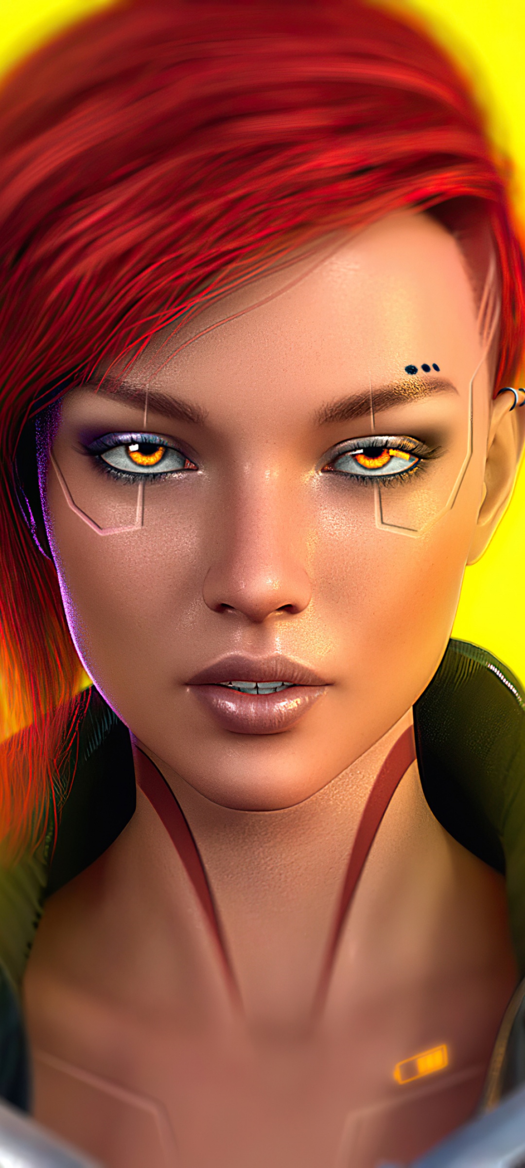 Female V Wallpaper 4K, Cyberpunk 2077, Cover Art, Yellow background