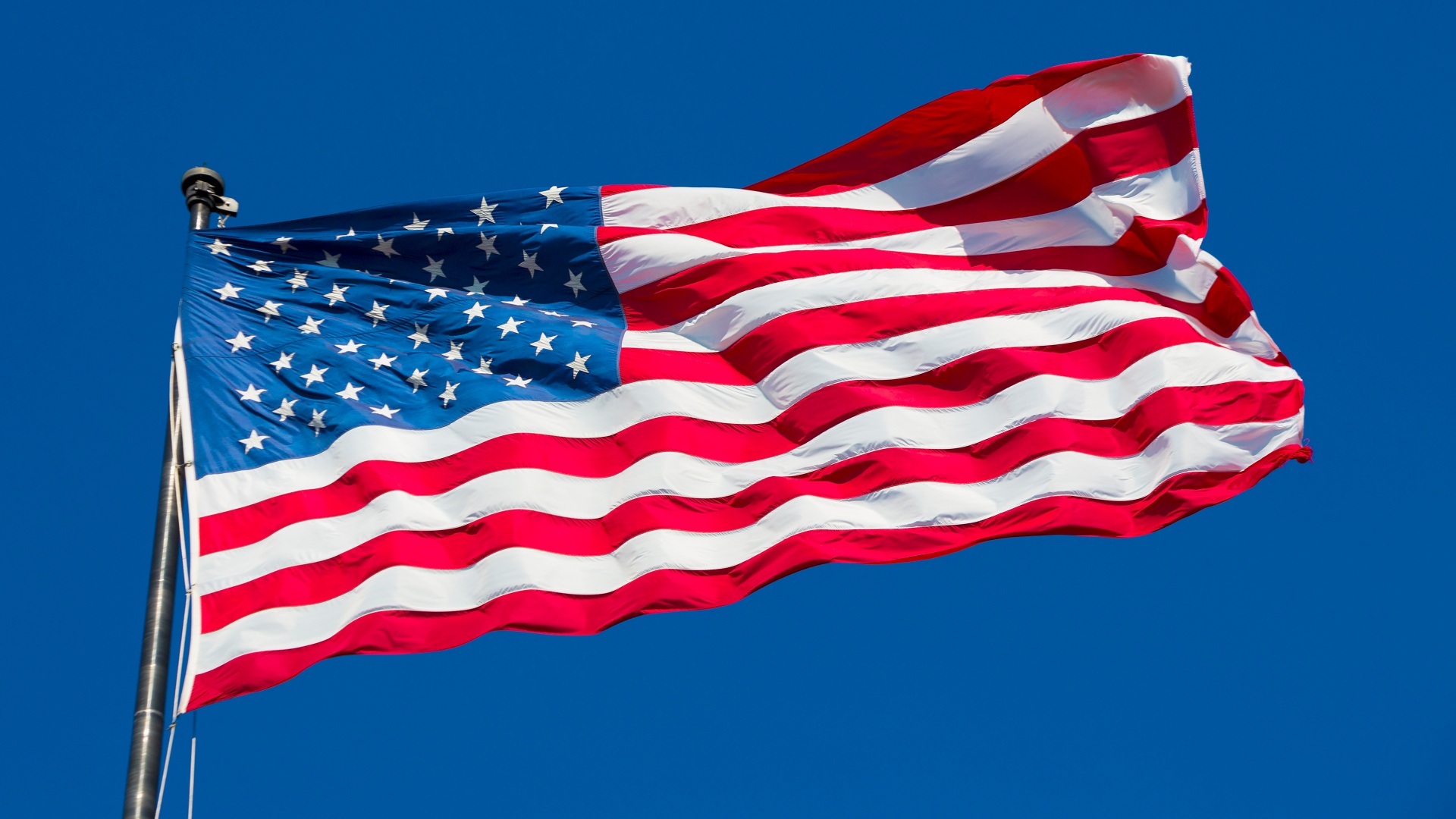 Flag of USA Wallpaper 4K, Blue Sky, American flag