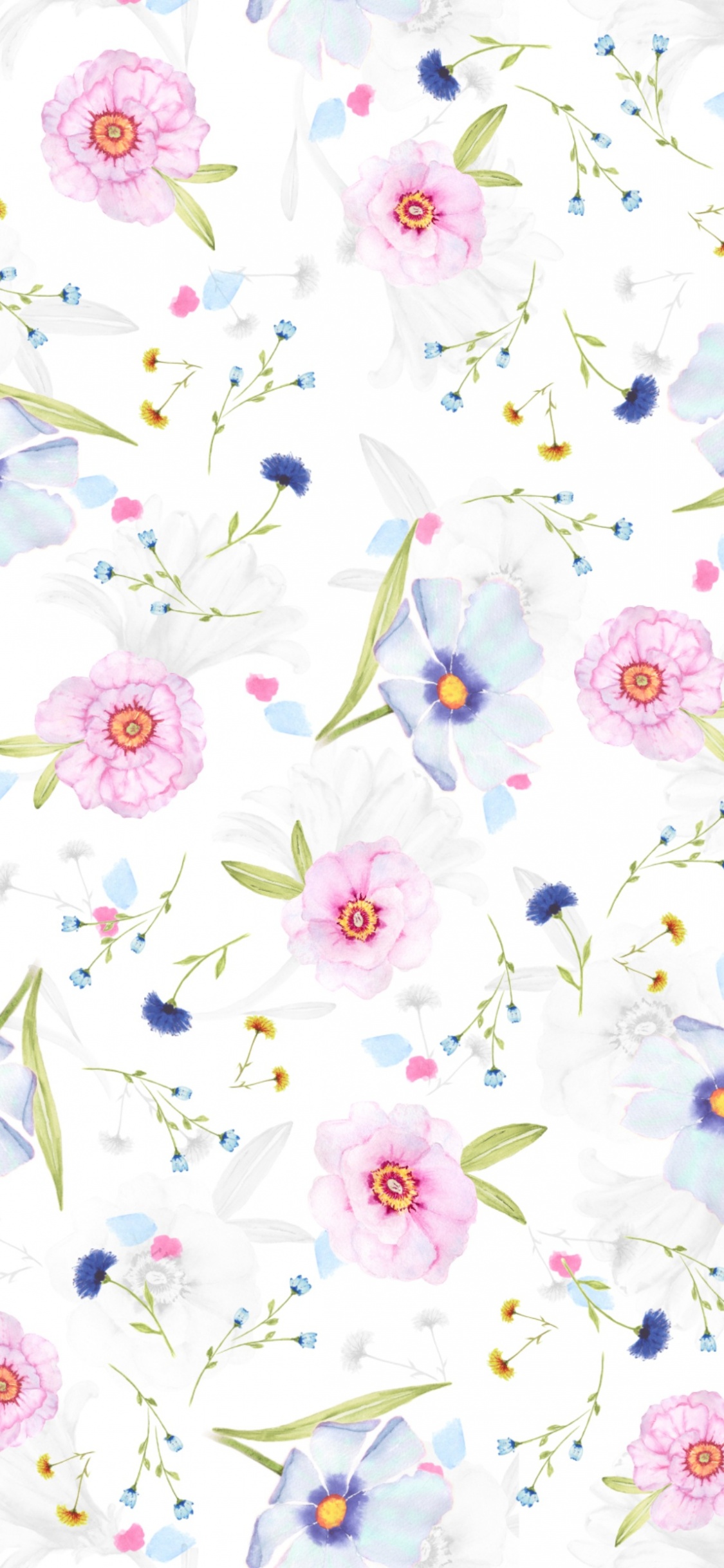 Floral designs Wallpaper 4K, White background, Flower patterns, Flowers