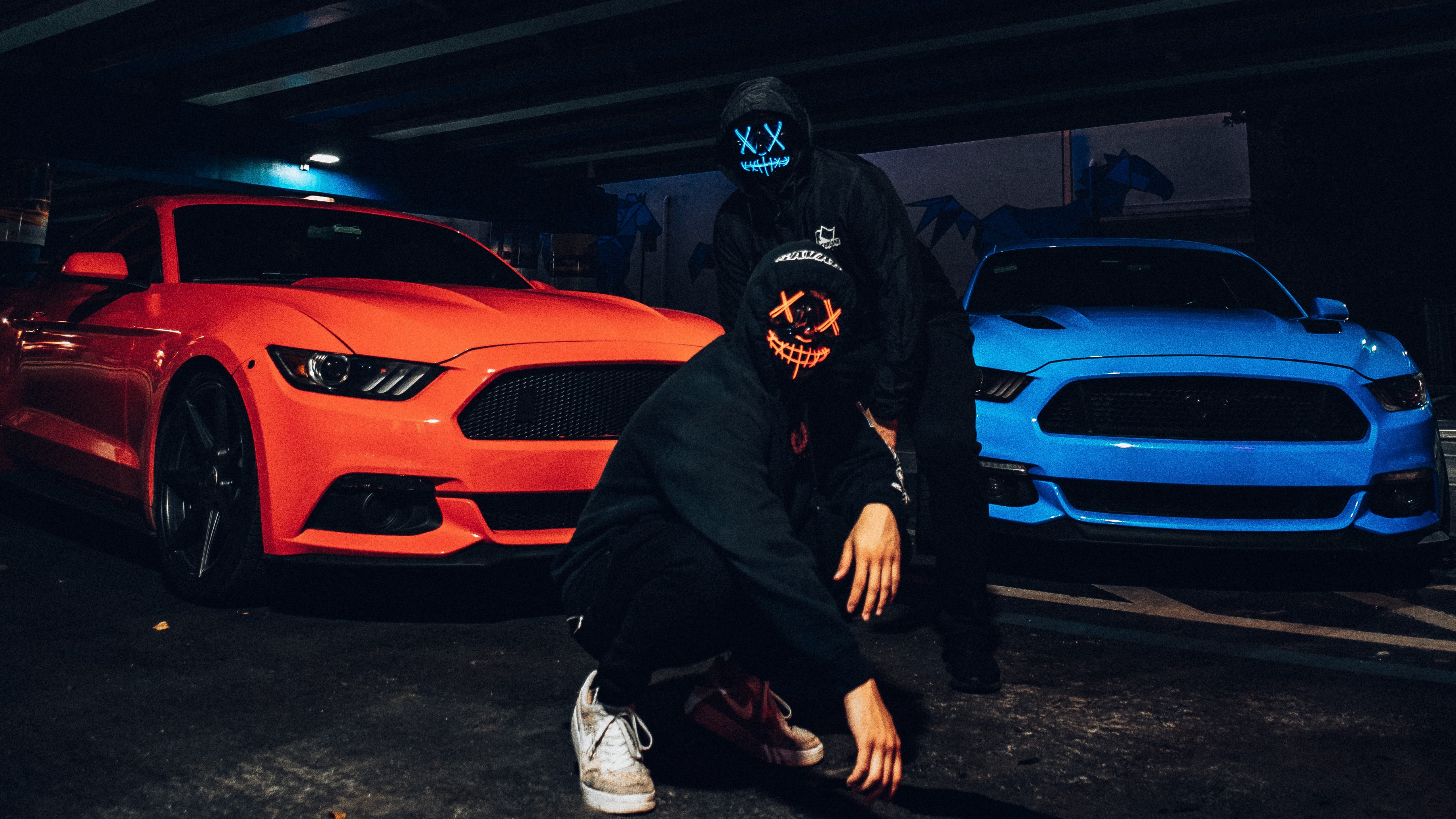 Ford Mustang Wallpaper 4K, LED masks, Person, Photography, #6614