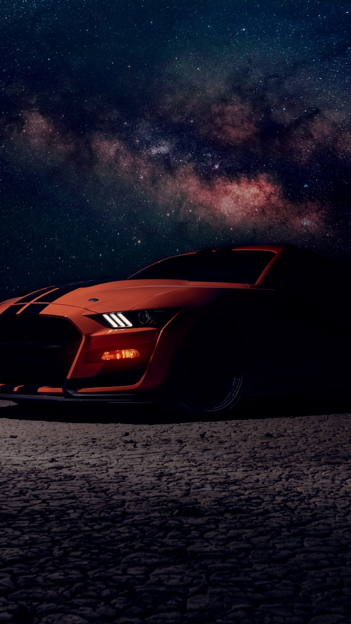 Ford Mustang Shelby GT500 Wallpaper 4K, Starry sky, Night, 5K