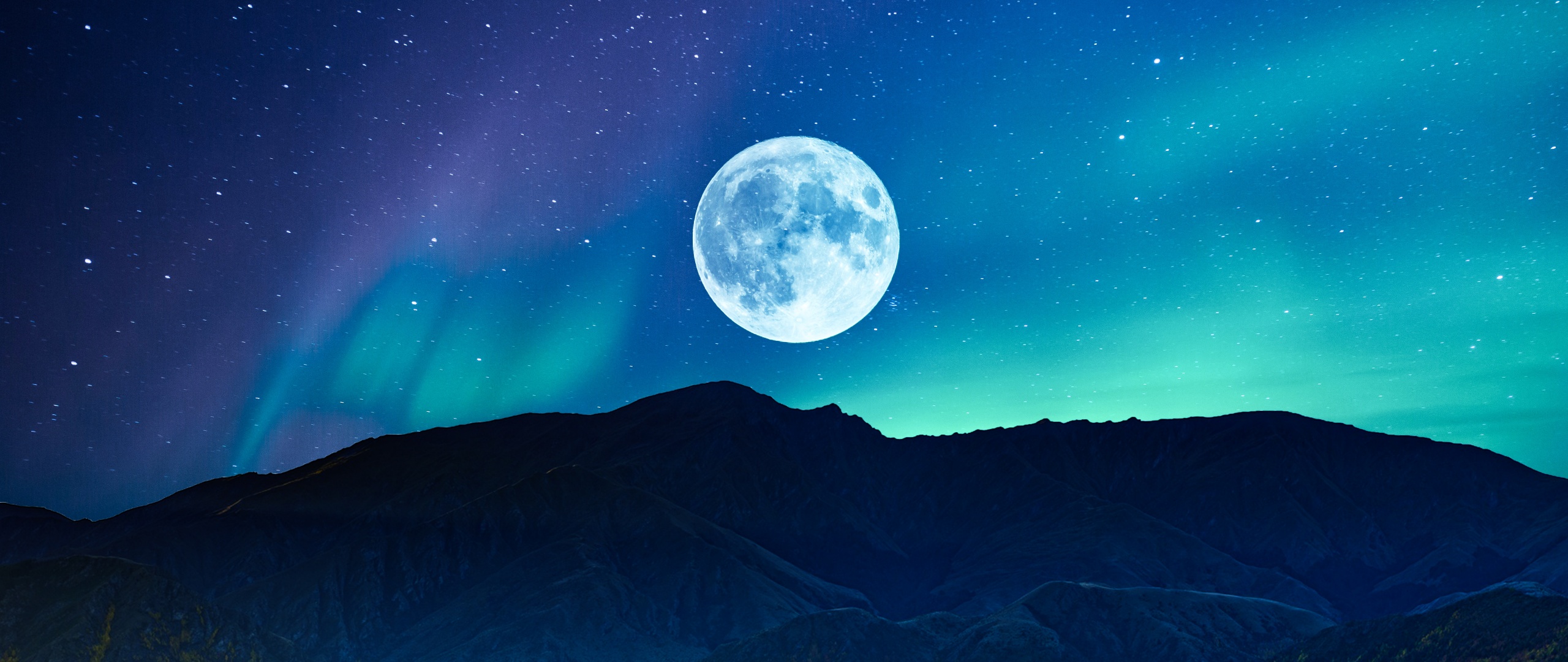 Full moon Wallpaper 4K, Aurora Borealis, Nature, #4616