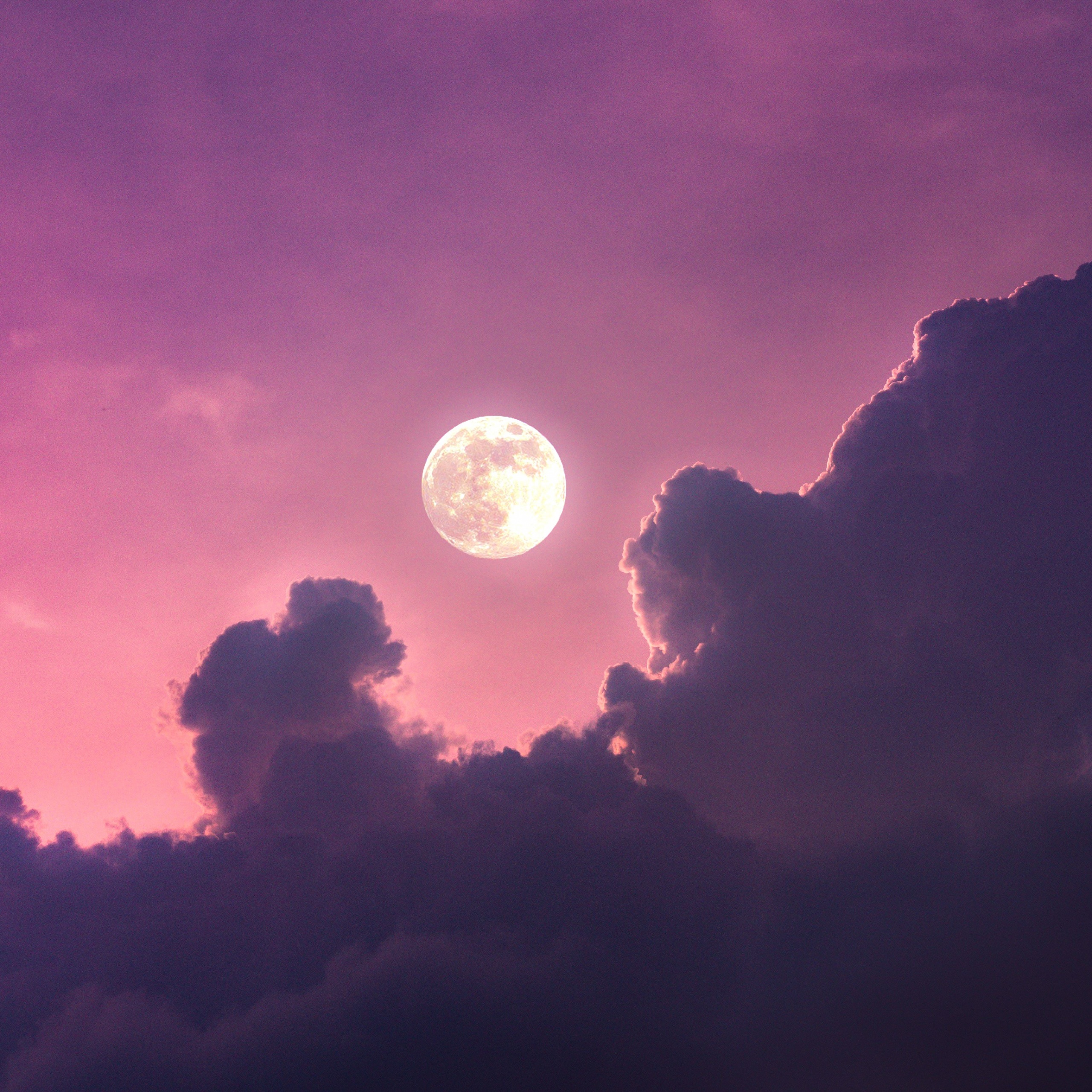 Full Moon 4k Wallpaper Clouds Pink Sky Nature 1653