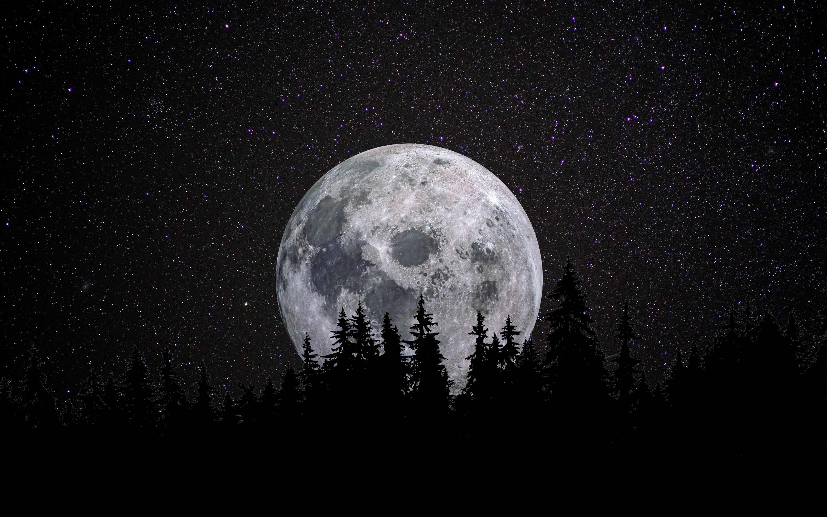 full moon and stars wallpaper