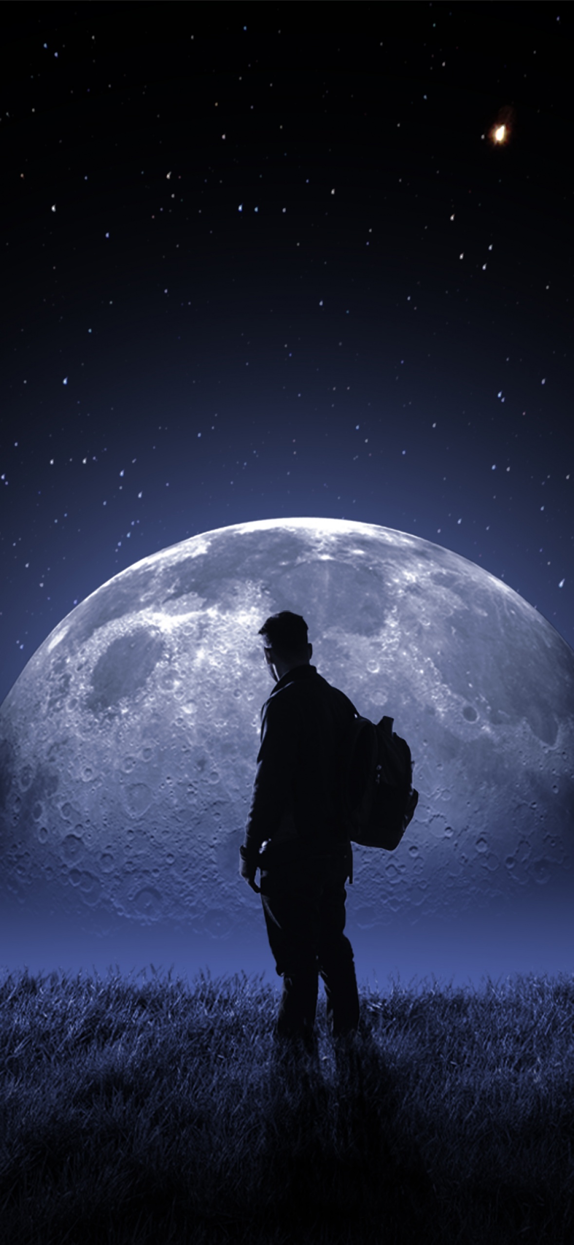 Download 8K iPhone Man Against A Moonlit Night Wallpaper