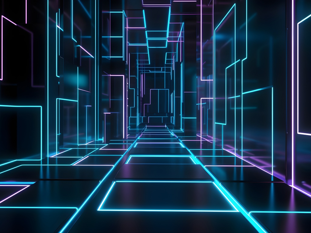 Futuristic Wallpaper 4K, Hallway, Neon Lights, Glowing, 5K