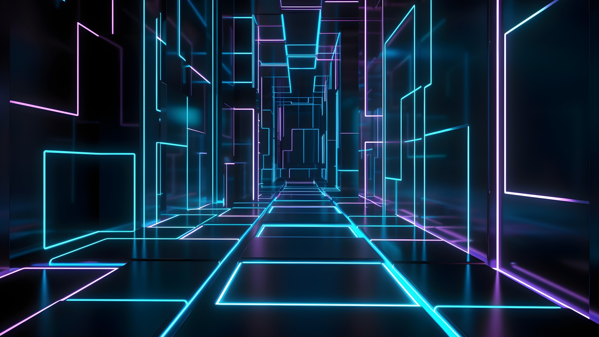 Futuristic Wallpaper 4K, Hallway, Neon Lights, Glowing, 5K