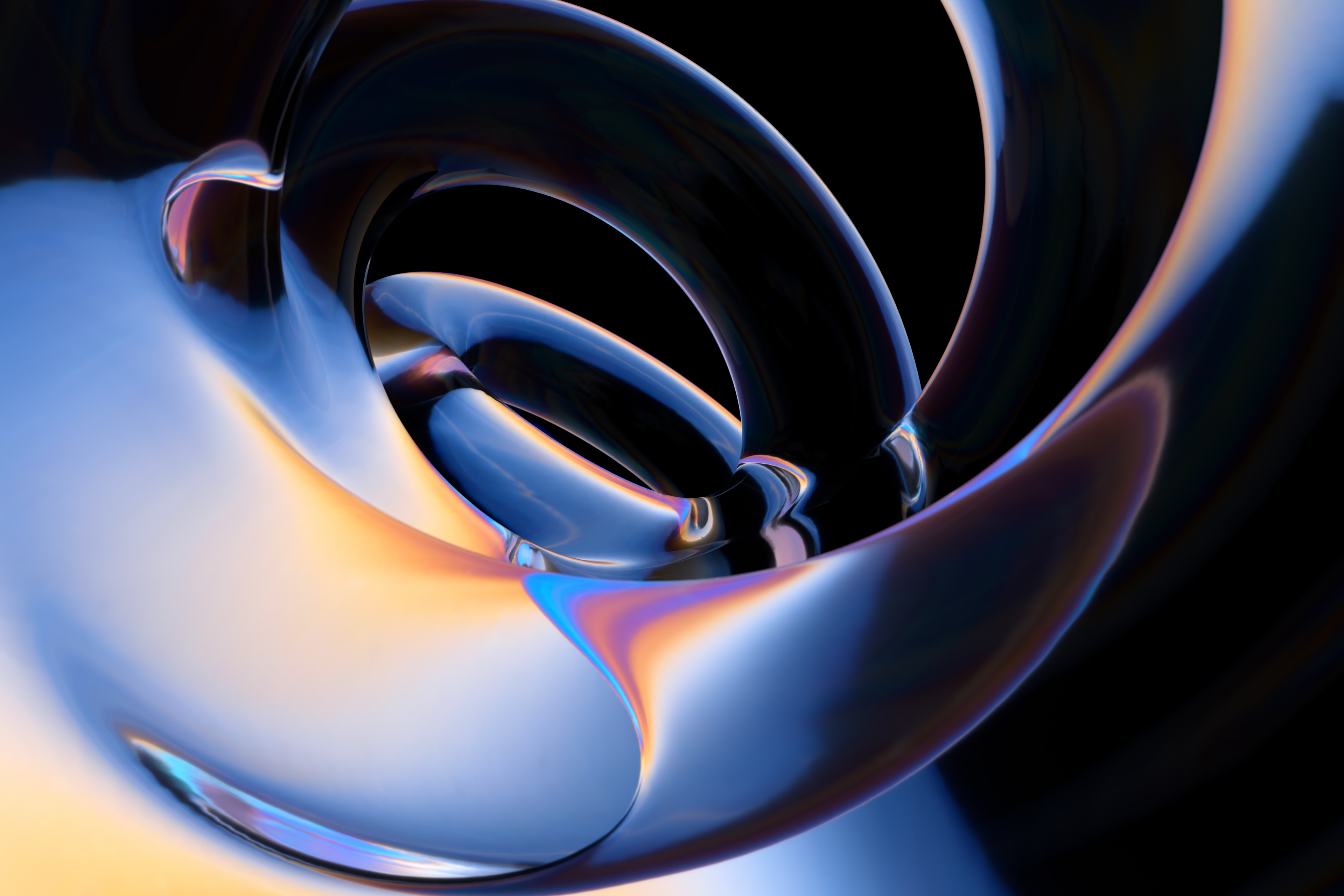 Glossy Wallpaper 4K, Black background, Abstract, #7631
