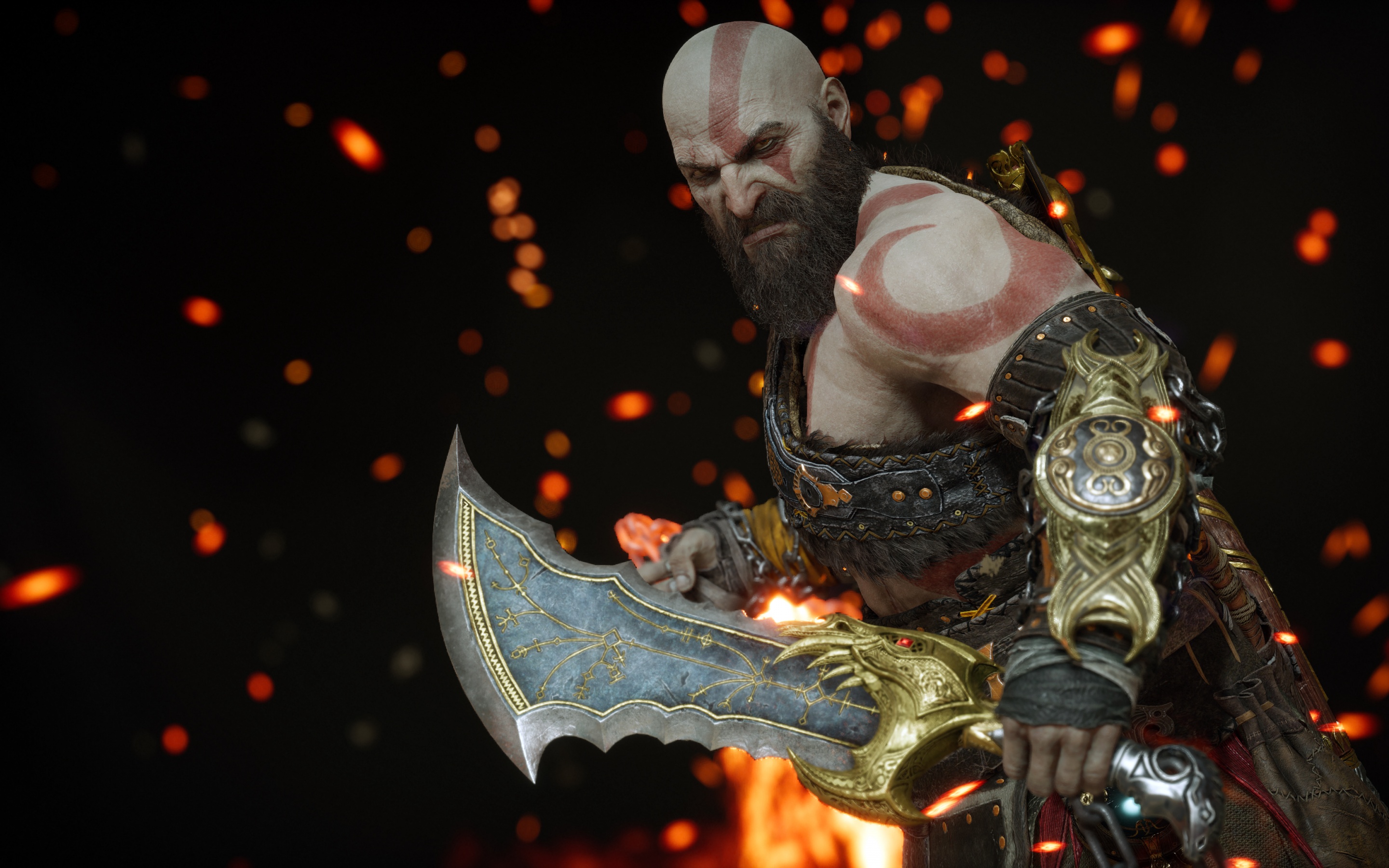 Blades of Chaos Wallpaper 4K, Armor, Kratos