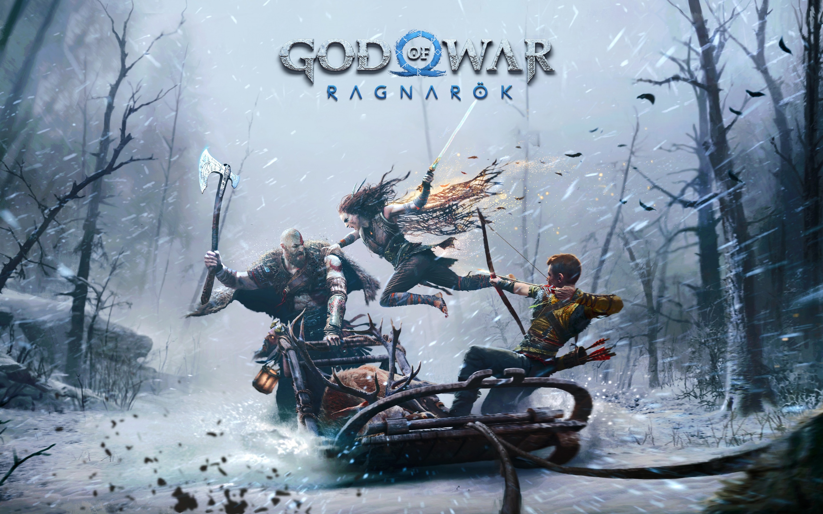 God of War Ragnarök Wallpaper 4K, Kratos, Freya, Atreus, Games, #8677