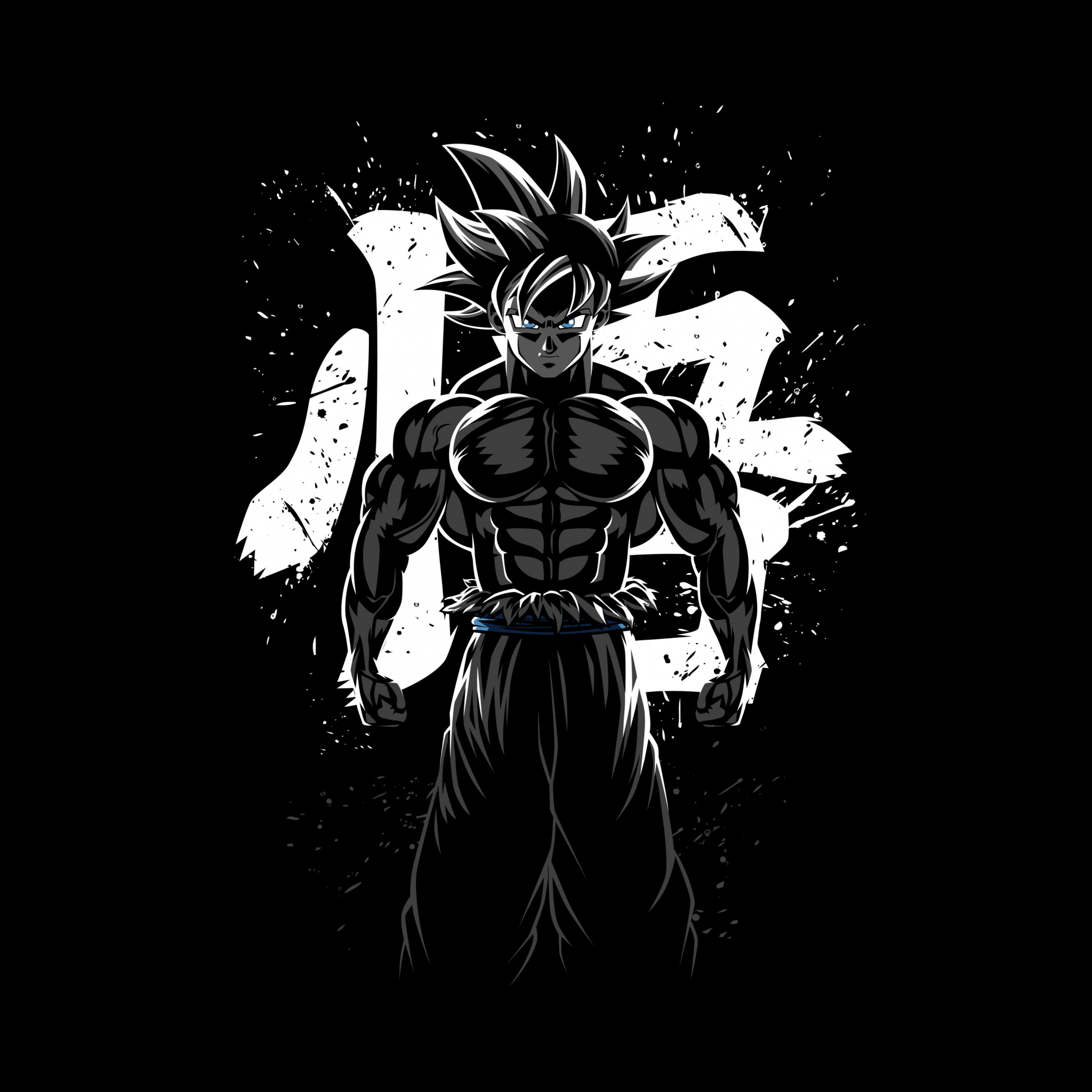 Goku Musculoso Wallpaper 4K, Dragon Ball Z, AMOLED, Minimal, Black