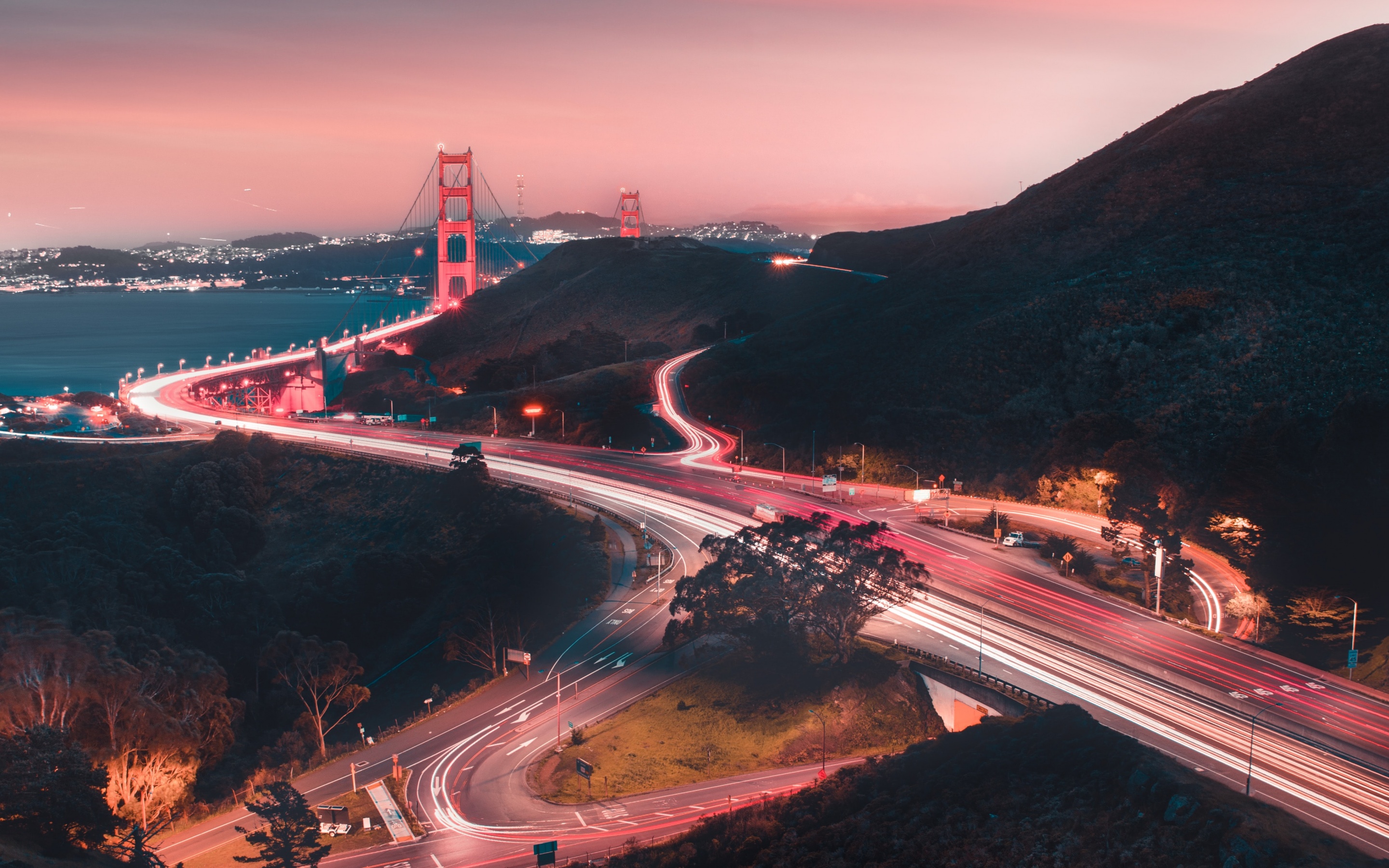 Golden Gate Bridge Wallpaper 4K, Sunset, Traffic, World, #1102