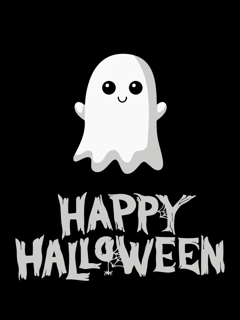 Happy Halloween Wallpaper 4K, Cute ghost, 5K, AMOLED