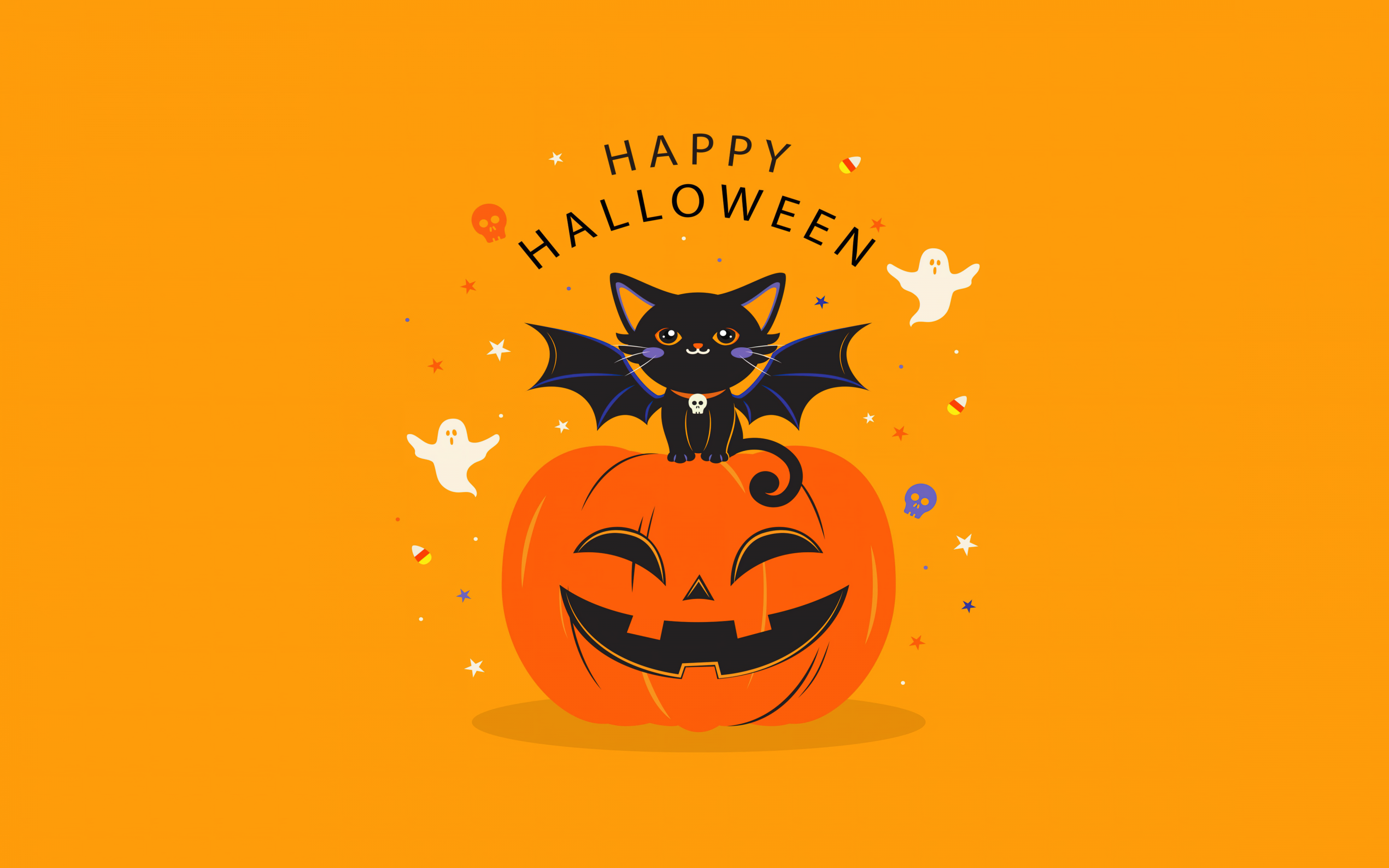 Happy Halloween Wallpaper 4K, Halloween Bats, #8897