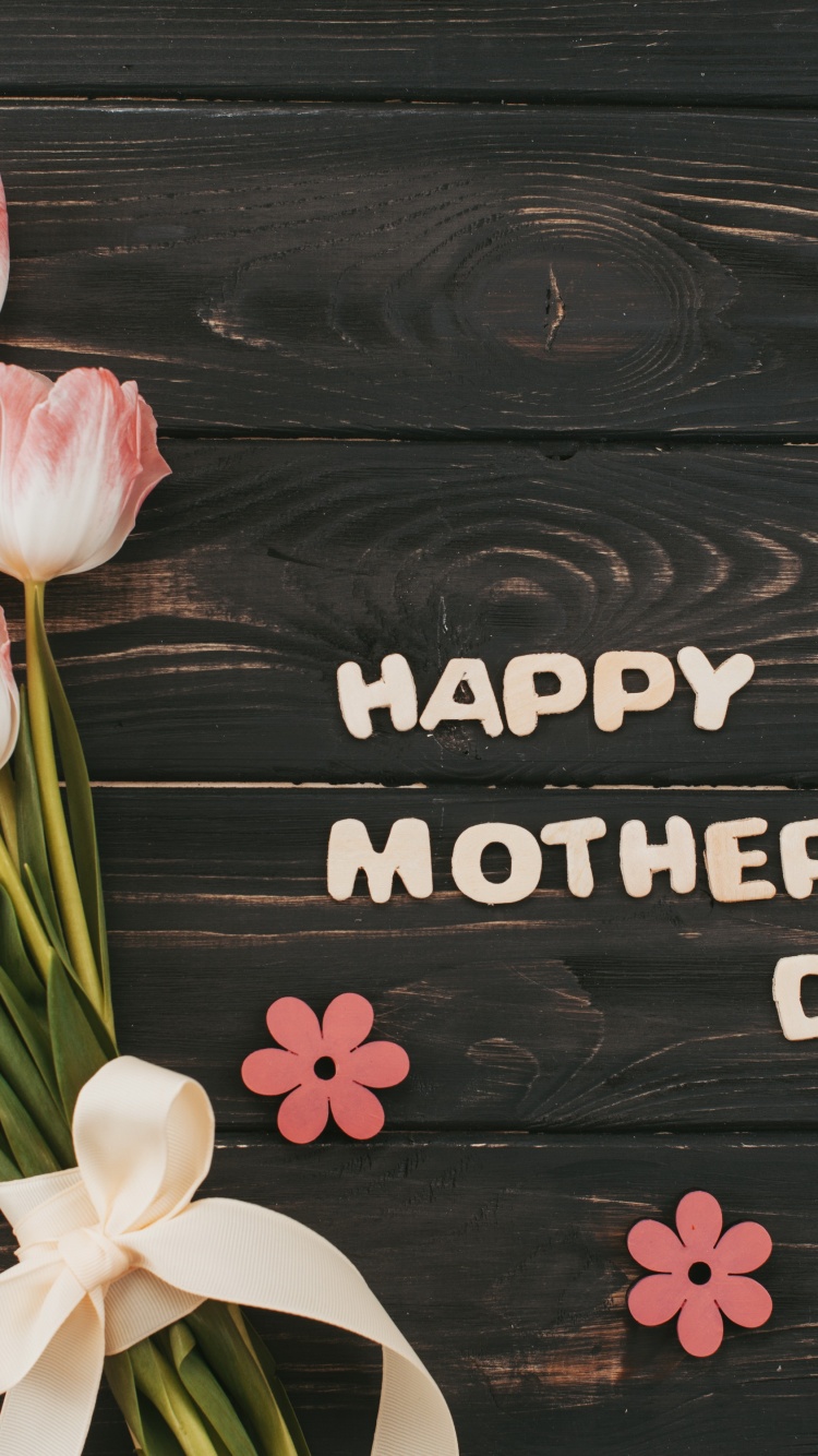 Happy Mother's Day Wallpaper 4K, Wooden background