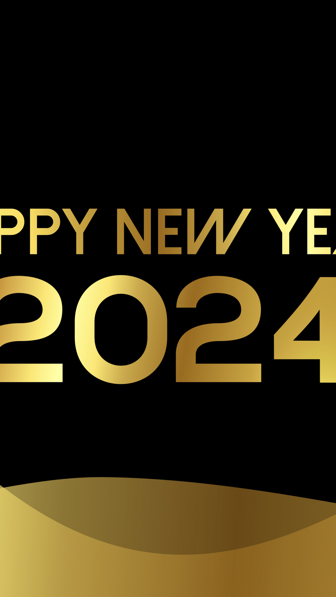 Happy New Year 2024 Wallpaper 4K, Wishes, Golden letters, AMOLED