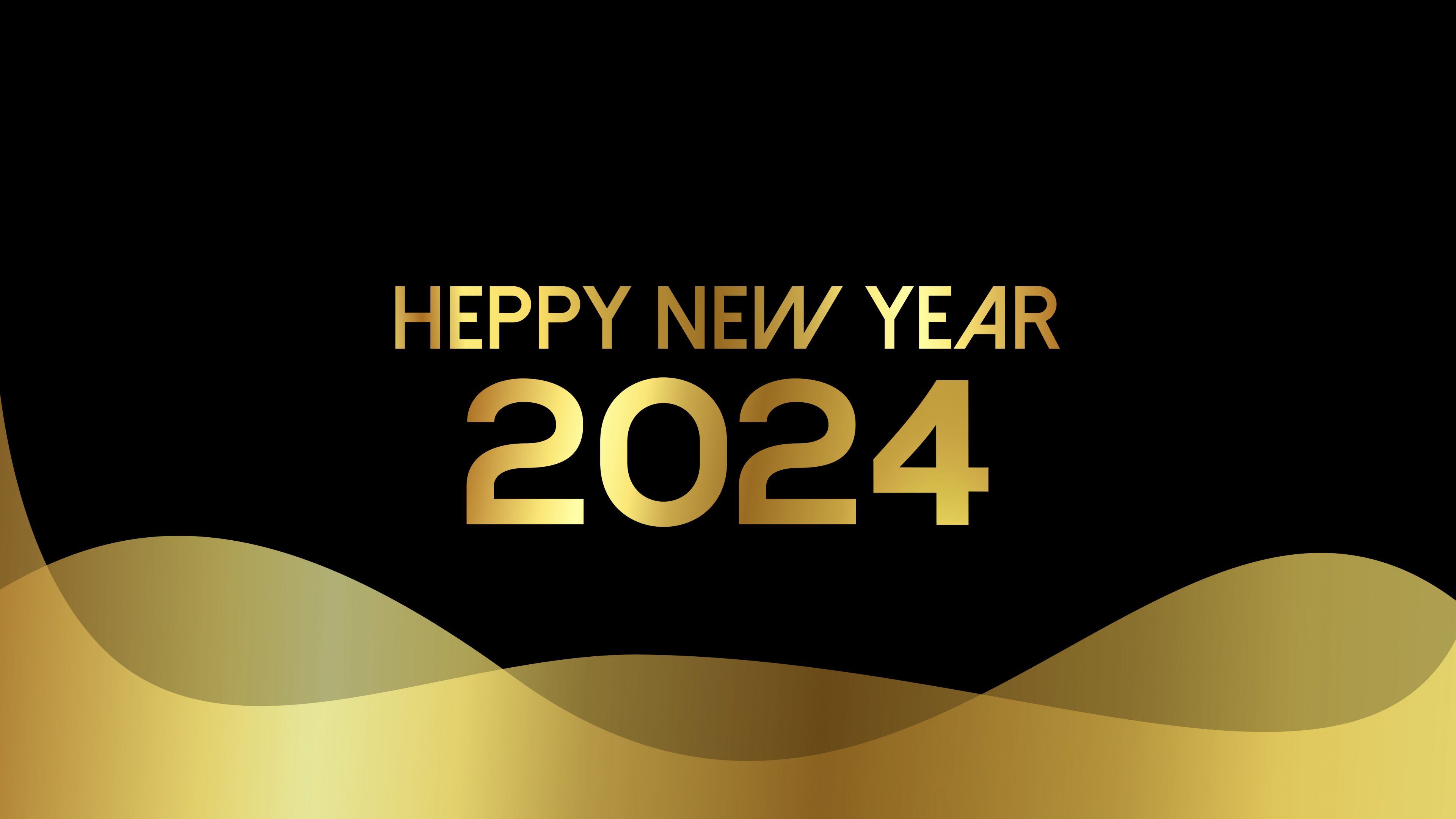 Happy New Year 2024 Wallpaper 4K, Wishes, Golden letters, AMOLED