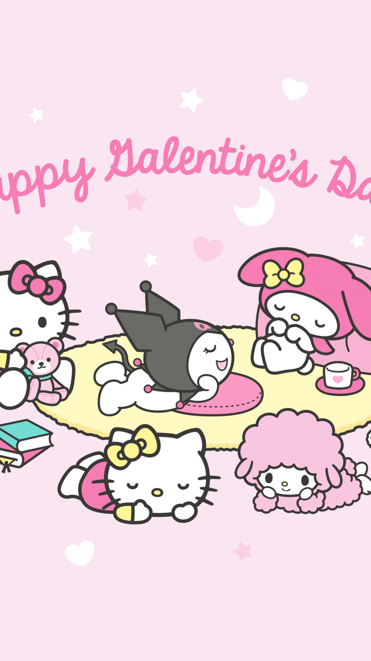 Happy Valentines Day Wallpaper 4K Hello kitties Kuromi 12332